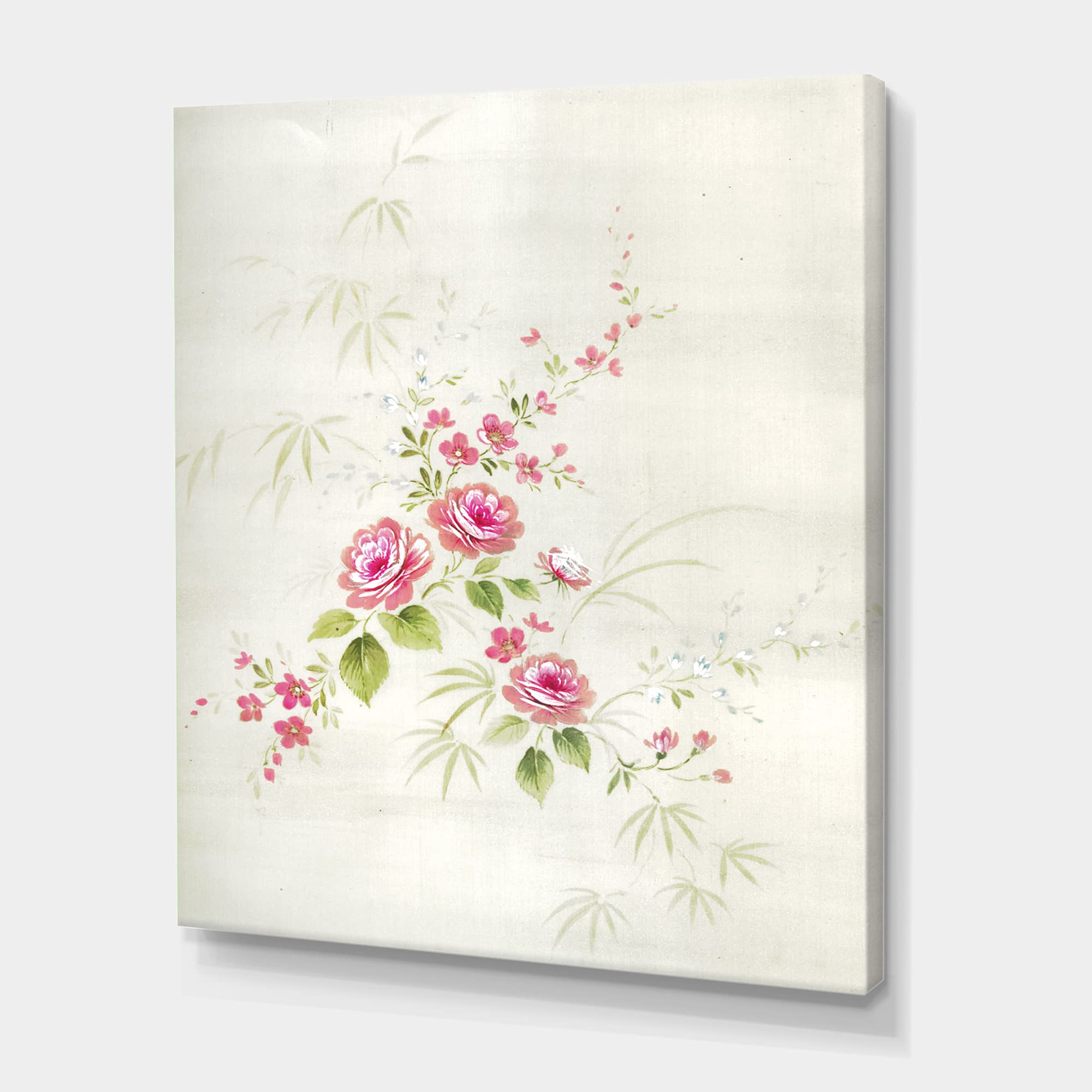 Vintage Floral Canvas Wall Art - Retro Flower Drawing II - Handmade Home Decor for Living Room, Bedroom & Office