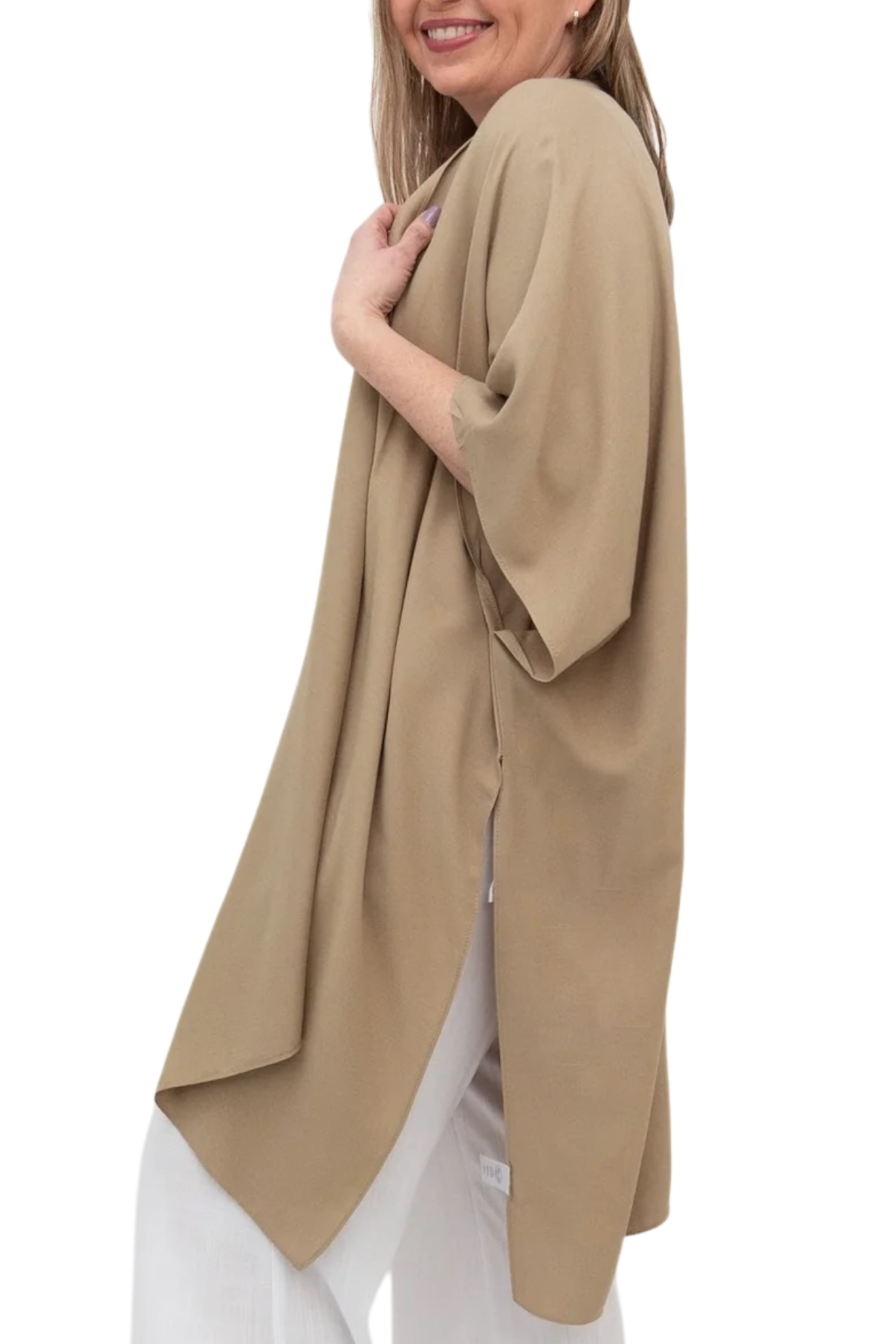 Viscacha Beige Lightweight Open Front Cardigan for Women - Cozy Knit Sweater for Spring & Fall Layering