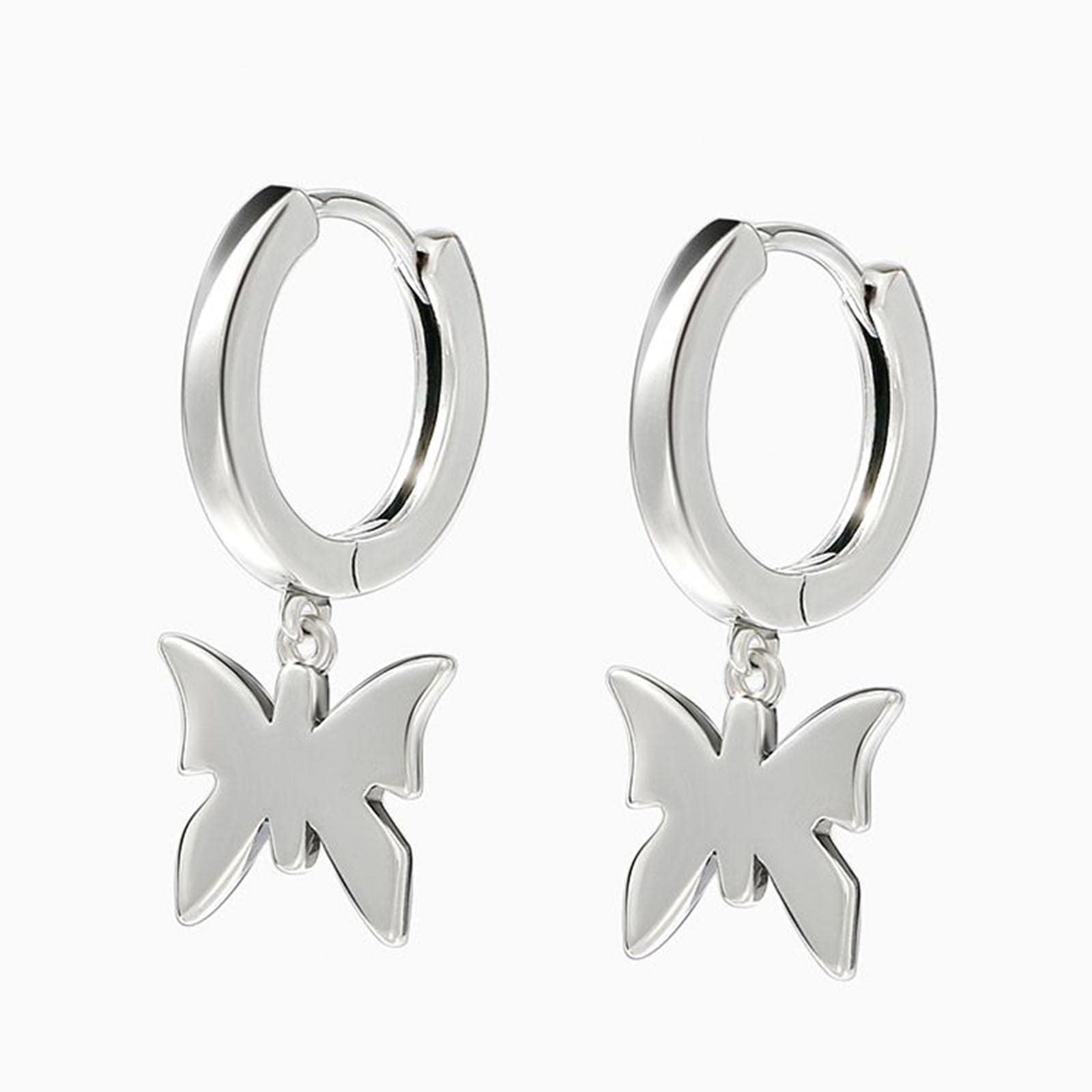 Jeulia Sterling Silver Small Hoop Earrings for Women - Dangle Earrings with Cross, Wings & Butterfly Charms | Hypoallergenic Punk Stud Goth Piercing Jewelry | Perfect Gift for Teen Girls with Gift Box | Ideal for Parties, Dating & Everyday Wear