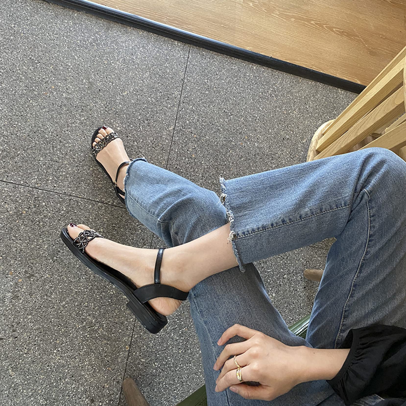 Women's Classic Buckle Ankle Strap Sandals - Open Toe Flat Summer Sandals with Durable Slingback Design | Perfect for Dating, Beach Walks & Casual Outings