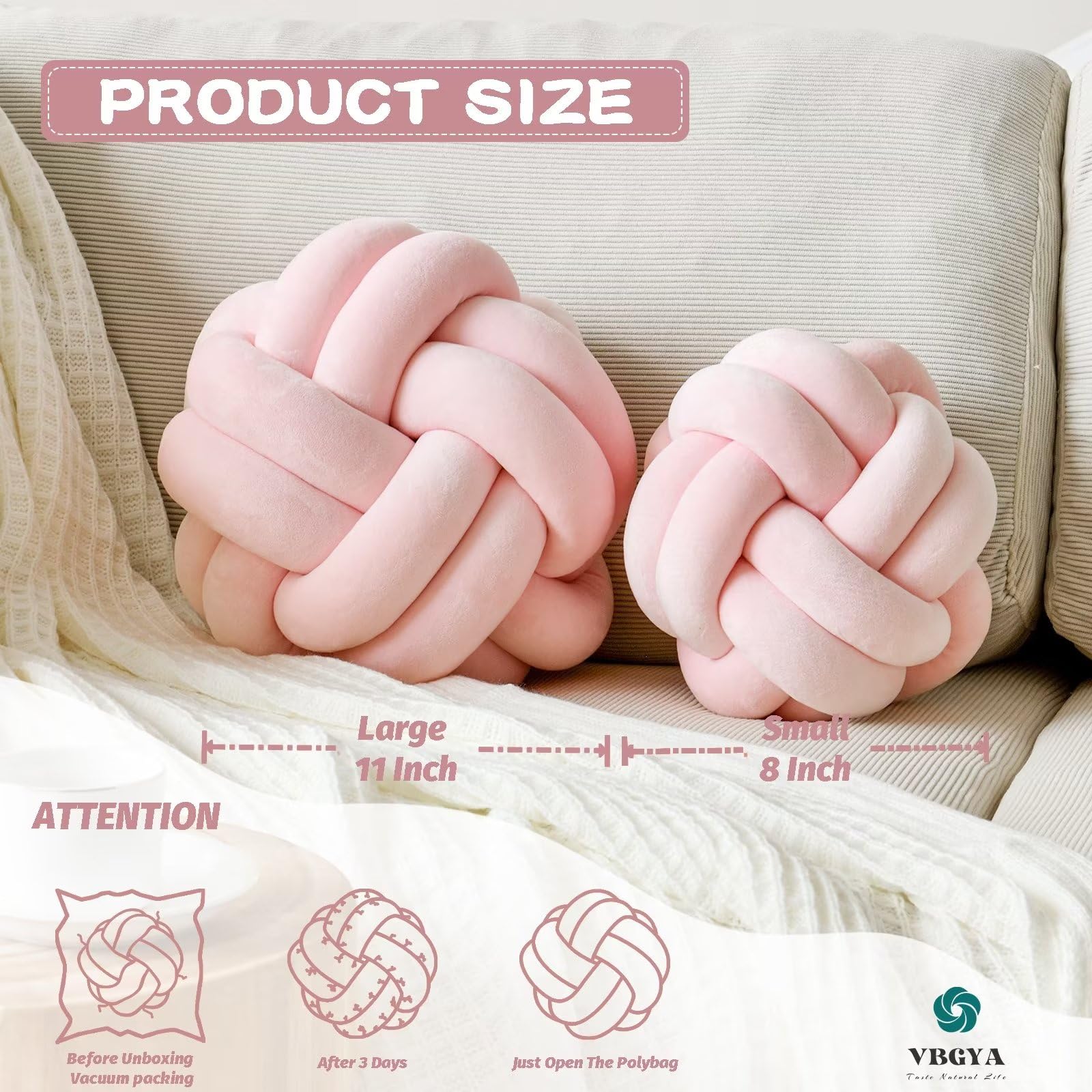 Knot Pillow Ball - Soft Round Knotted Cushion for Bedroom & Sofa Decor