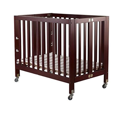 Orbelle Trading Roxy 3-Level Portable Baby Crib - Cherry Wood Finish | Compact & Foldable for Nursery, Travel & Grandparents' House