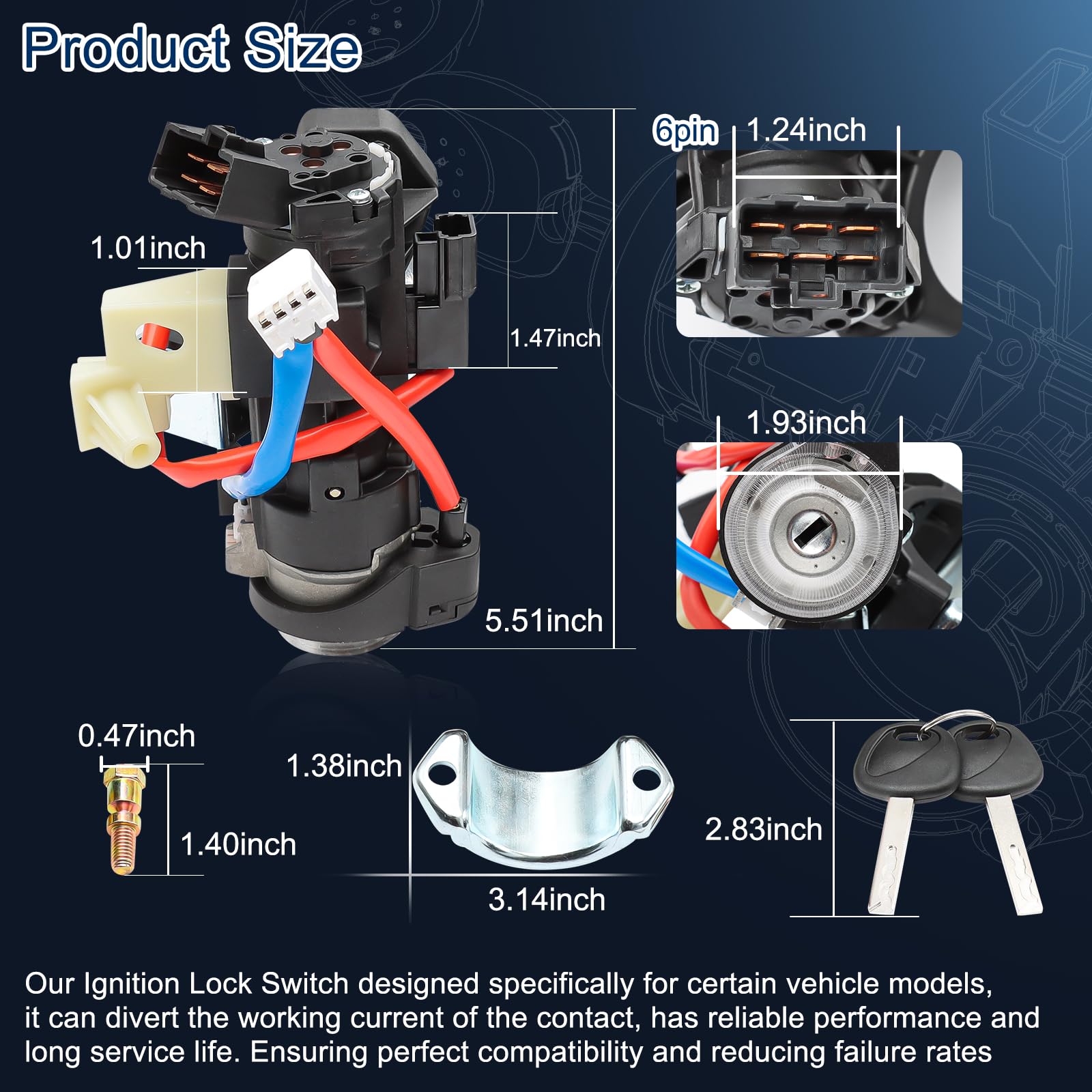 81910-D3110 Ignition Lock Cylinder & Housing with 2 Keys - Compatible with 2015-2021 Hyundai Tucson, Elantra GT, Veloster N & 2016-2023 Kia Rio, Sportage - Replacement Ignition Switch Assembly (Perfect for DIY Car Repairs & Key Replacement)