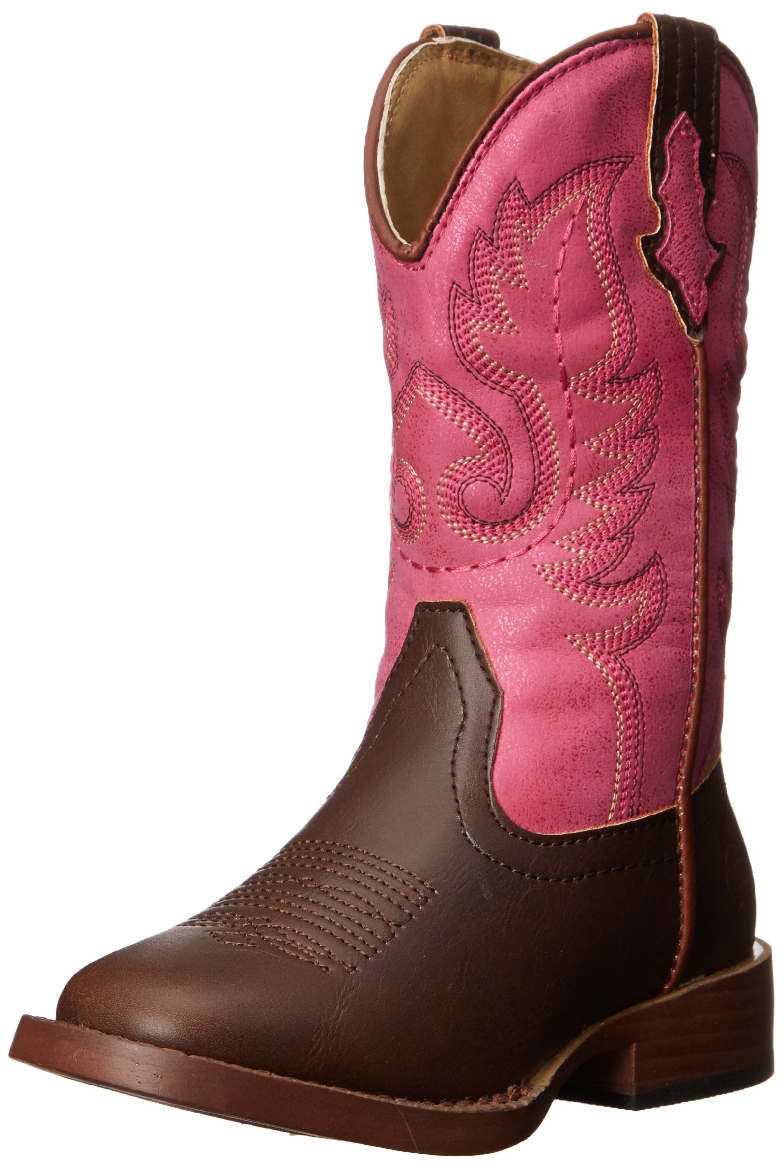 Roper Texsis Square Toe Cowgirl Boots for Toddler & Little Kids - Western Style Leather Riding Boots for Girls - Perfect for Rodeo, Horseback Riding & Country Fashion