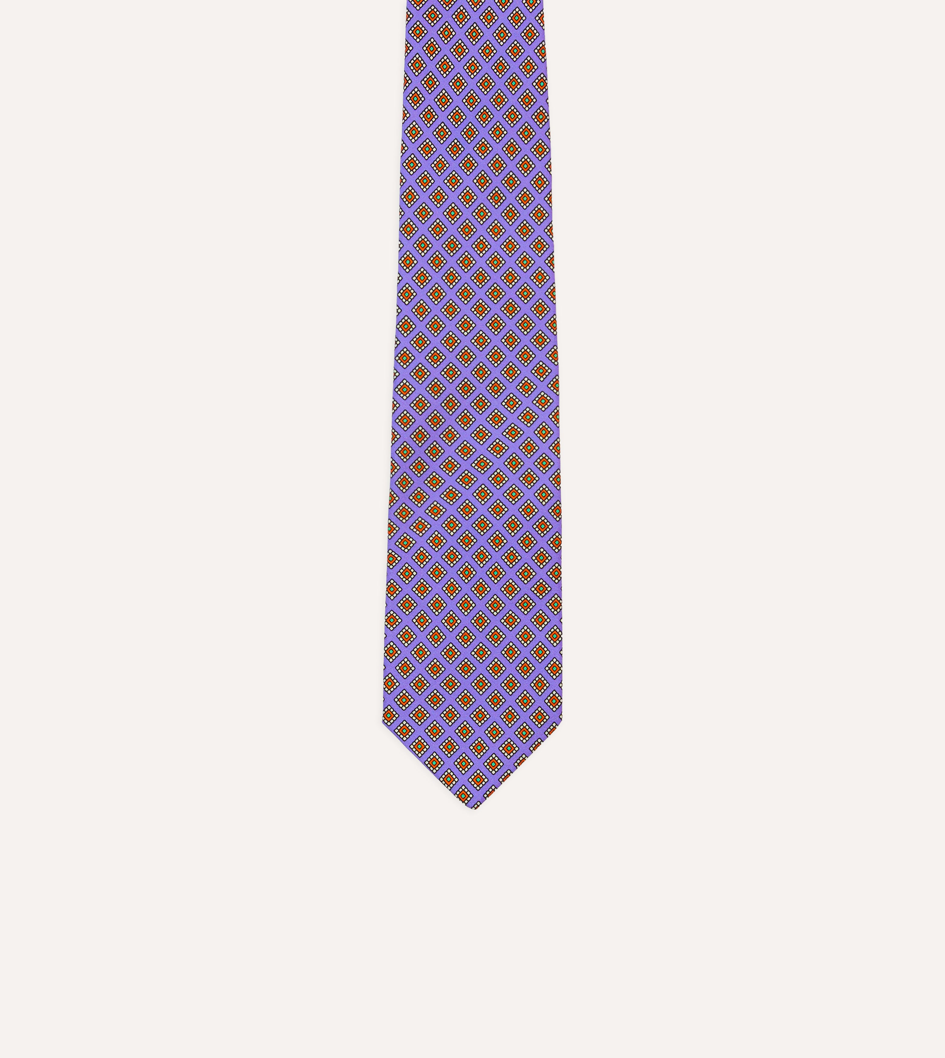 Elegant Purple Square Medallion Self-Tipped Silk Tie for Men - Perfect for Weddings, Business Meetings & Formal Events