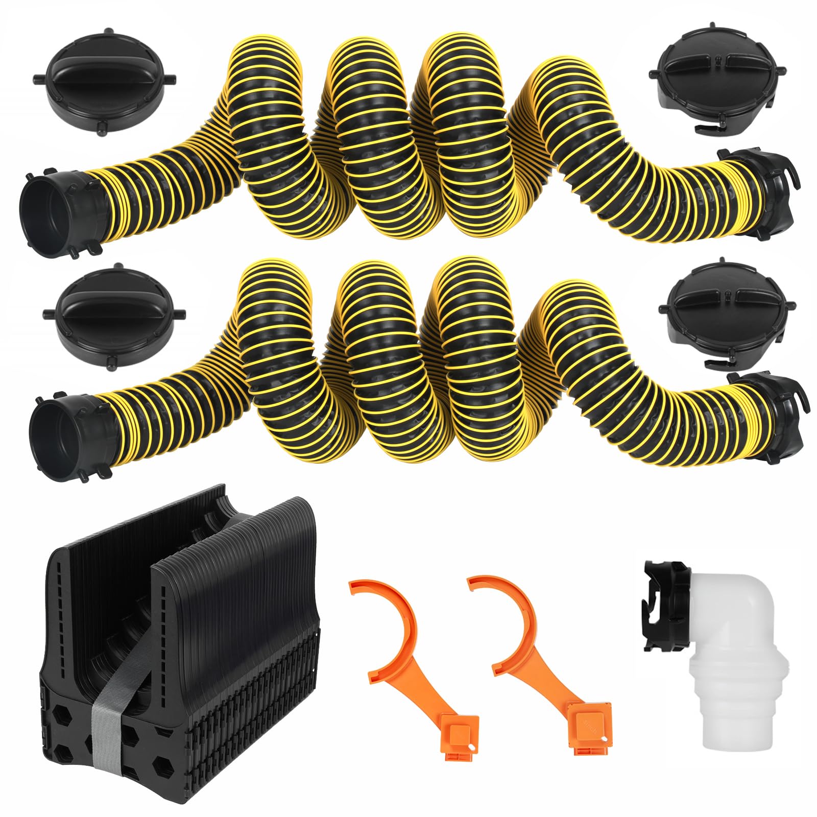 20FT Heavy Duty RV Sewer Hose Kit with Support Stand & Wrench - 24-Mil TPE Material for Maximum Abrasion & Crush Resistance - Pre-Attached Bayonet Fittings - Perfect for Camper, Motorhome & Travel Trailer Waste Disposal