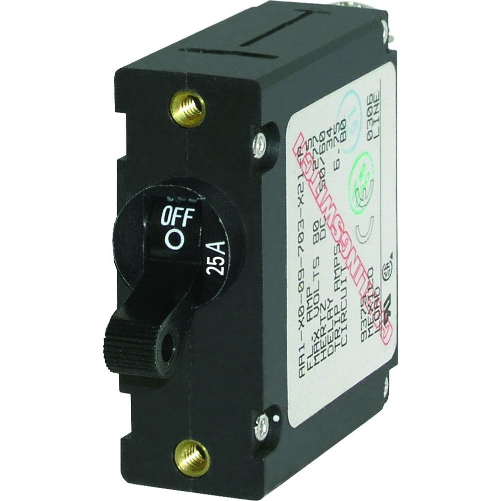 Blue Sea Systems AA1 25A Circuit Breaker - 25 Amp DC Marine Boat Electrical Protection for Battery Switches, Solar Panels, and RV Power Systems