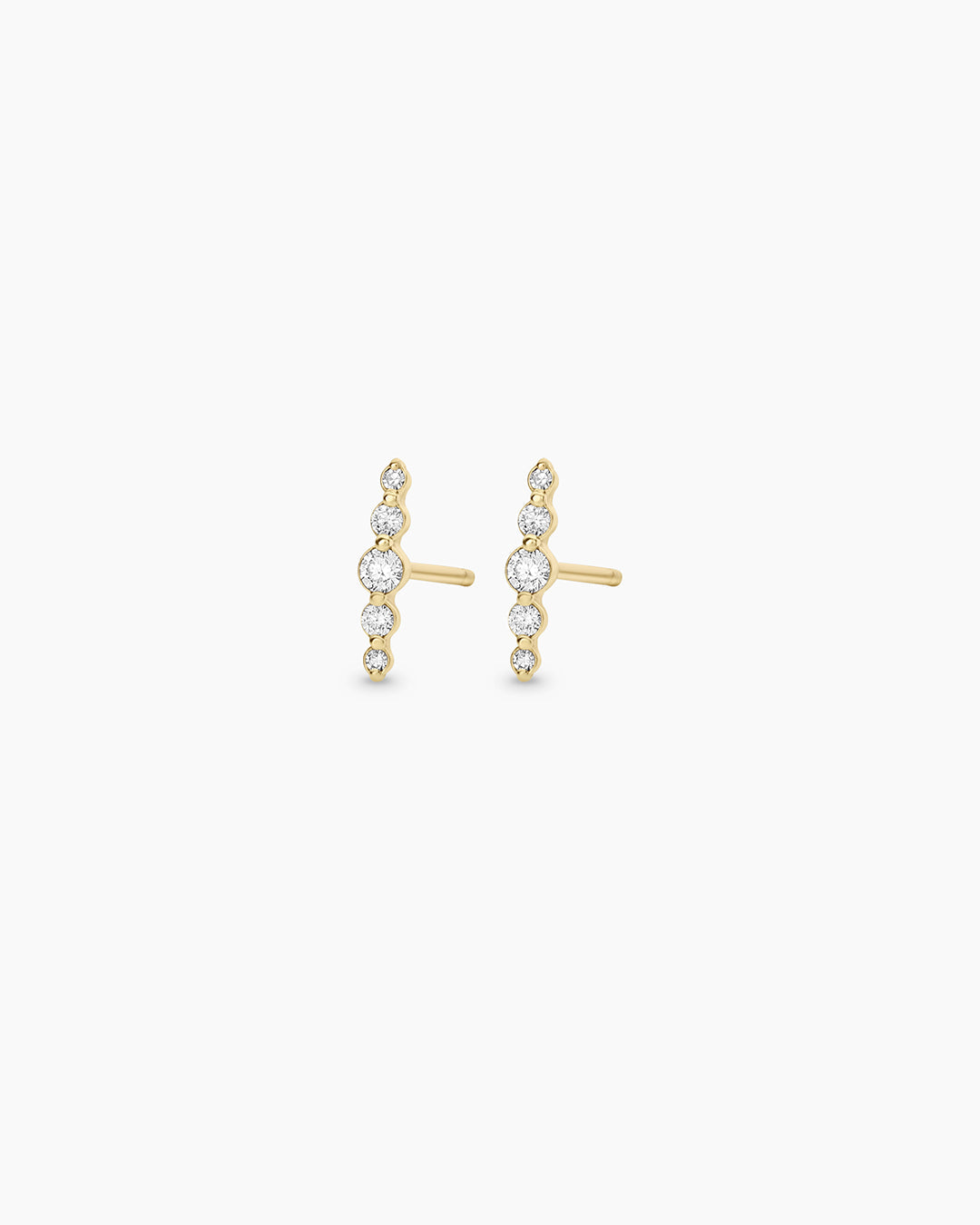 Elle Diamond Row Stud Earrings - Elegant 14K Gold Plated Cubic Zirconia Studs for Women | Perfect for Parties, Weddings & Everyday Wear