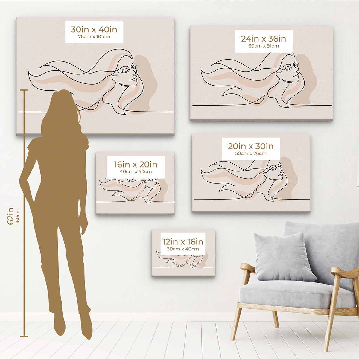 Pink Woman Wall Art Canvas Print - Modern Home Decor for Living Room, Bedroom & Office - 3214
