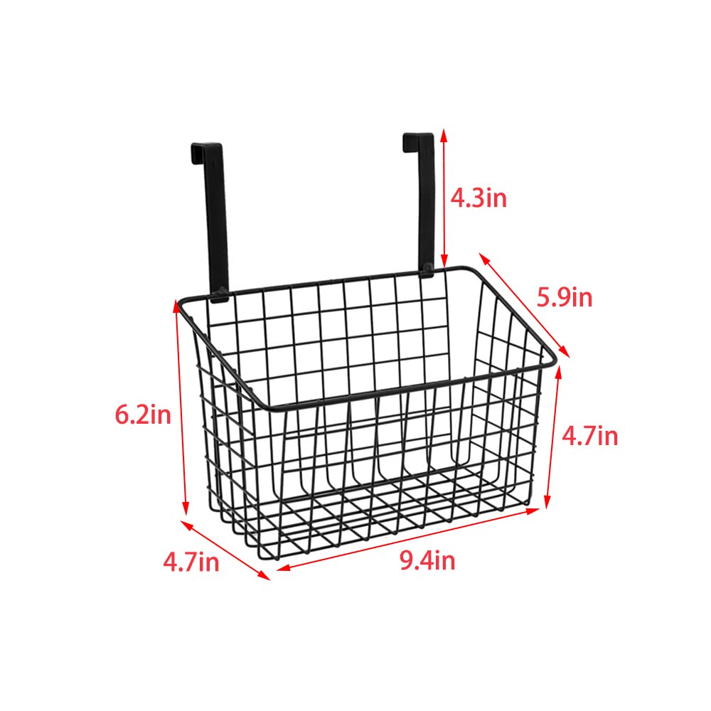 Over Cabinet Door Organizer - Heavy Duty Steel Wire Storage Basket for Kitchen, Bathroom & Pantry | Hanging Holder for Cutting Boards, Sponges & Cleaning Supplies | Space Saving Under Sink & Wall Door Storage Solution (Black) - Perfect for Small Kitchens, Apartment Living & Clutter-Free Home Organization