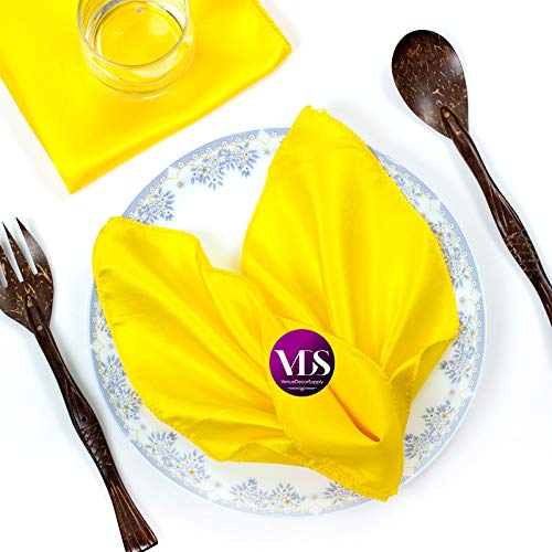 Premium 12x12 Inch Satin Table Napkins for Wedding, Banquet & Restaurant Decor - 75-Pack Yellow Dinner Napkins - Elegant Table Setting & Party Decorations