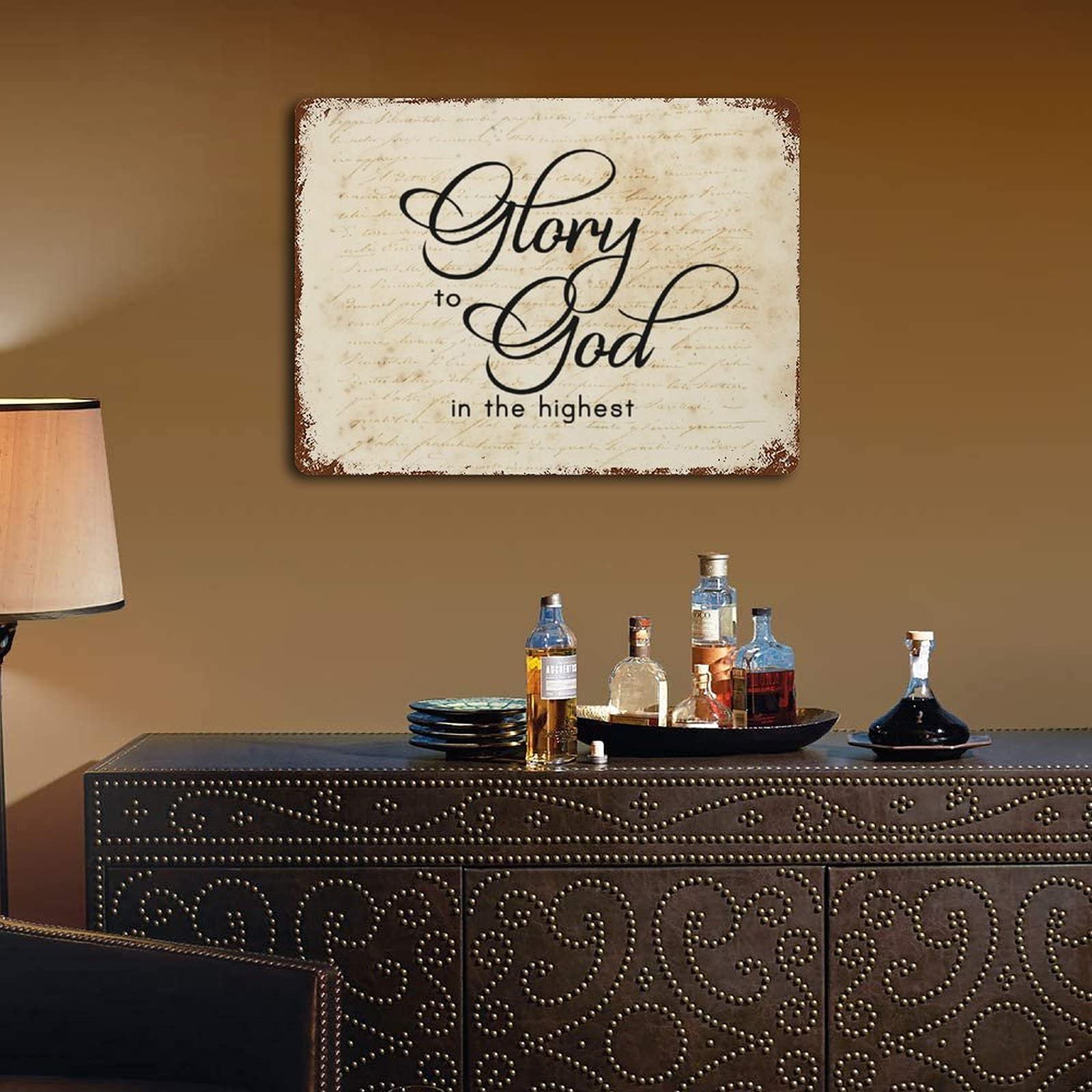 Rustic Metal Signs - Glory To God In The Highest Bible Verse Wall Art - Religious Christmas Christian Home Decor - Custom Metal Plaque for Wall, Door, Bathroom, Bedroom, Bar & Farmhouse - Perfect for Holiday Gifts, Church Decor & Spiritual Inspiration