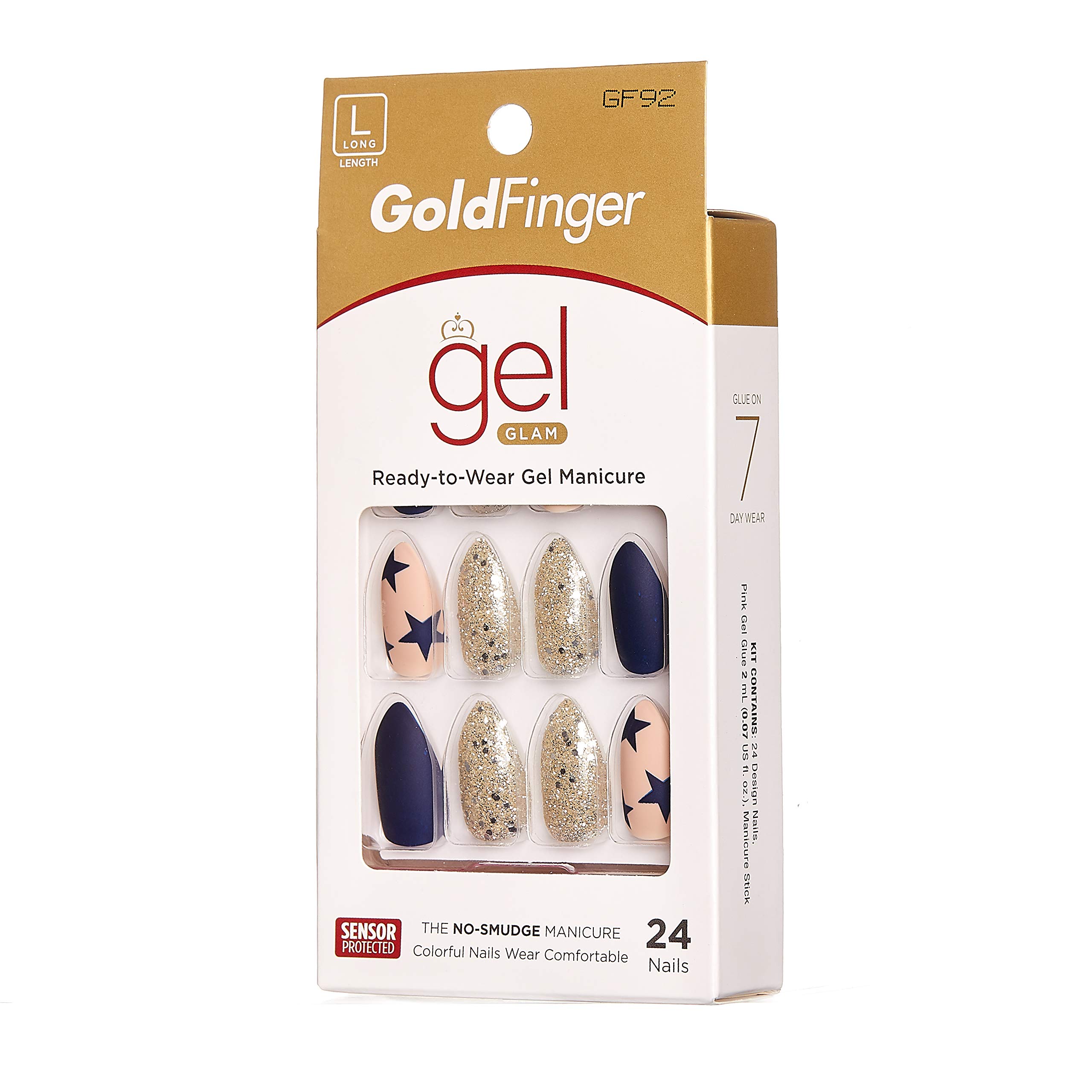 Gold Finger Full Cover Gel Nails - Ready to Wear Long Press On Nails for Manicure | Perfect for Parties, Weddings & Special Occasions