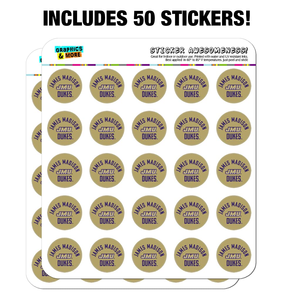 James Madison University Dukes 1 Inch Planner Stickers - Clear Scrapbooking & Crafting Decals for Bullet Journals, Calendars, DIY Projects - Perfect for School, Office & Home Organization