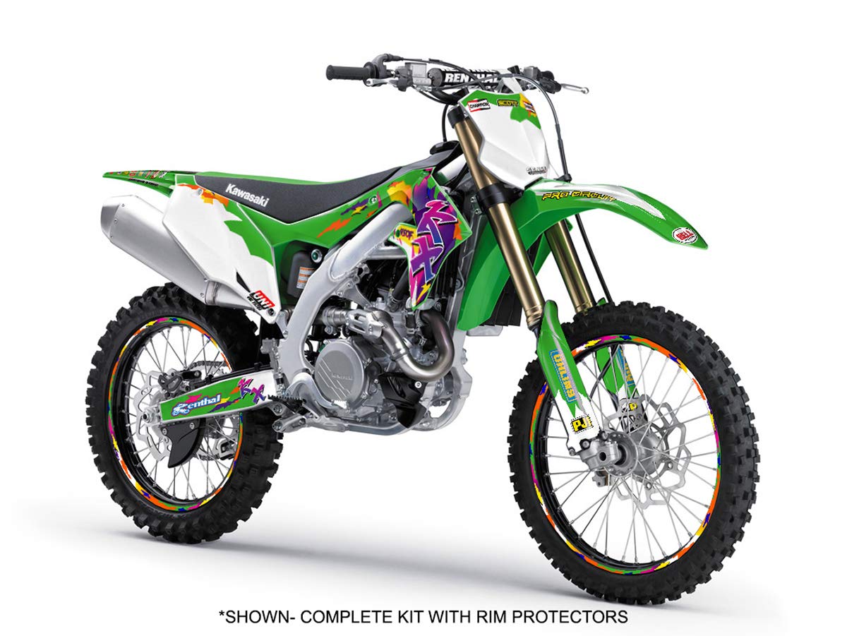 2019-2023 Kawasaki KX 450 Retro Green Senge Graphics Complete Kit - Motocross & Dirt Bike Decal Sticker Set for Off-Road Racing & Custom Bike Design