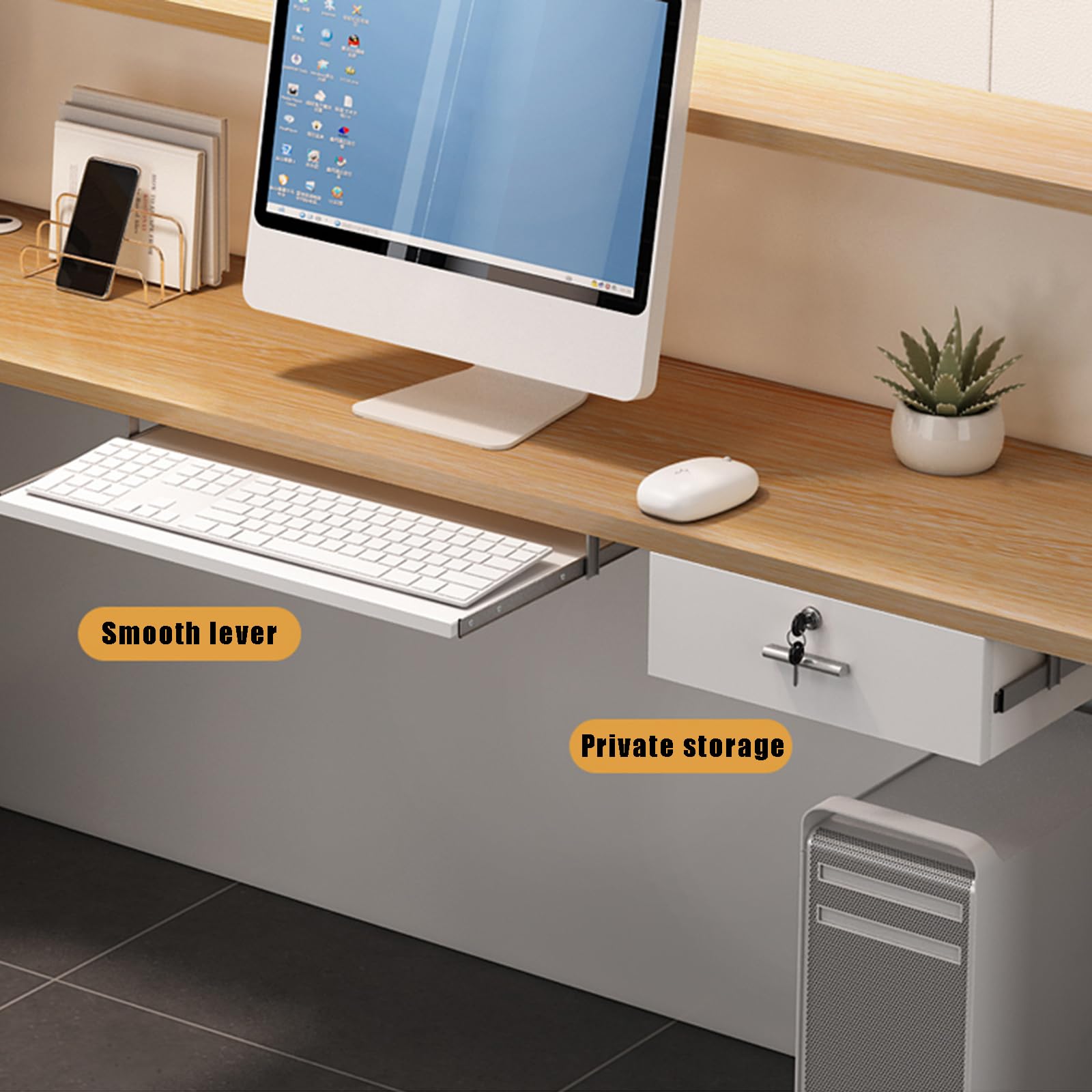 Modern Reception Counter Desk with Lockable Drawers - Wooden Front Desk for Office, Retail Store & Beauty Salon - Elegant Lobby Checkout Table with Storage (C-Left Design) - Perfect for Customer Service, POS Transactions & Waiting Areas