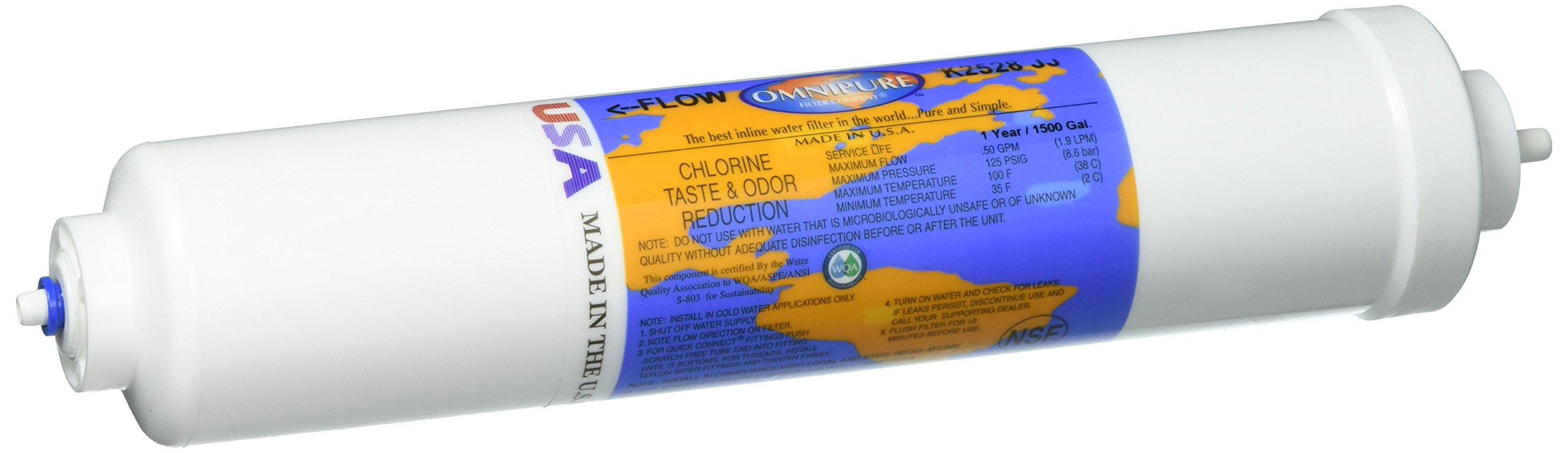 Omnipure OMNIPURE-K2528-JJ Inline Water Filter Replacement Cartridge - 10