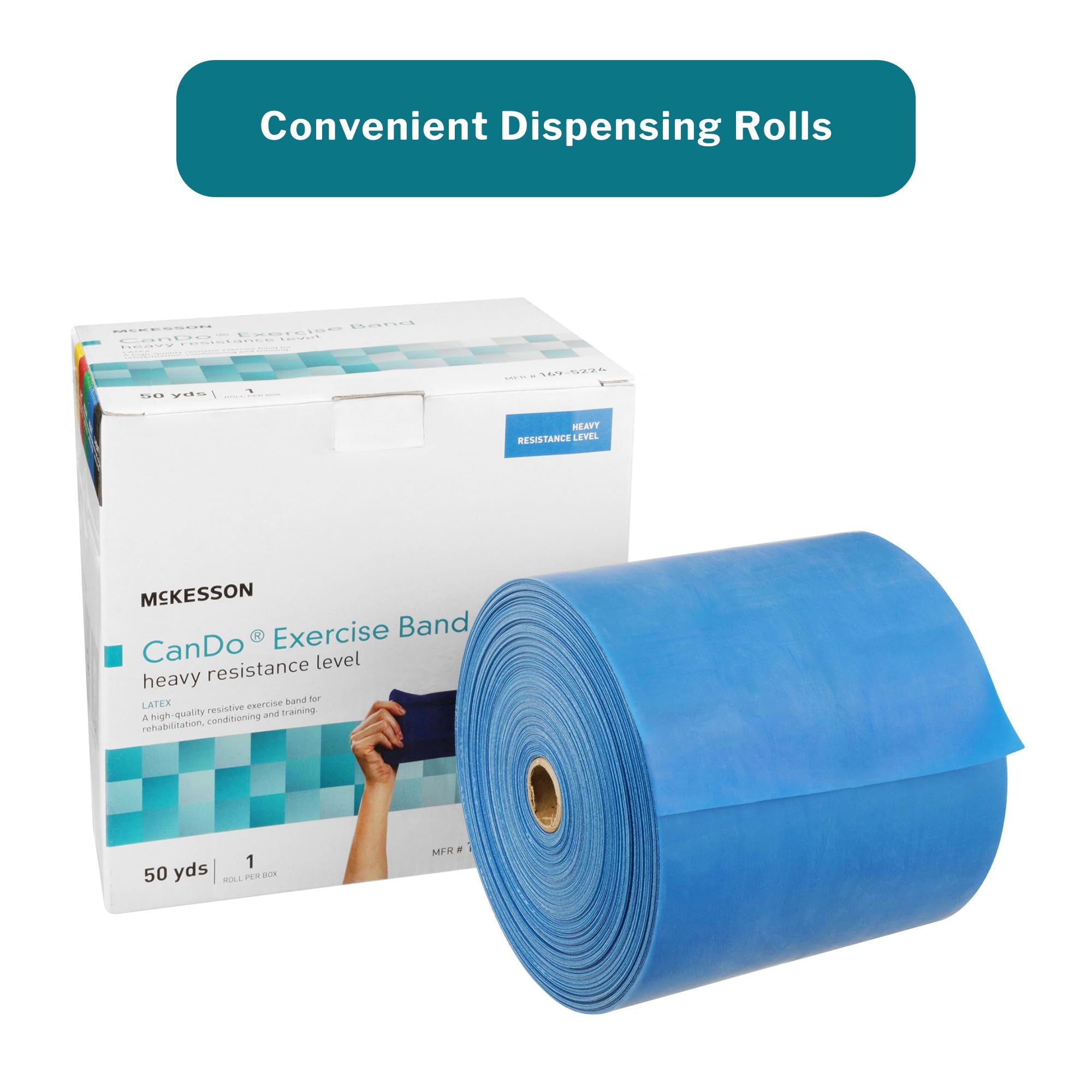 McKesson Can Do Exercise Resistance Band - Heavy Duty Workout Bands for Physical Therapy, Strength Training & Home Fitness - Blue, 5 in x 50 yd (1 Count) - Perfect for Rehabilitation, Yoga & Gym Workouts