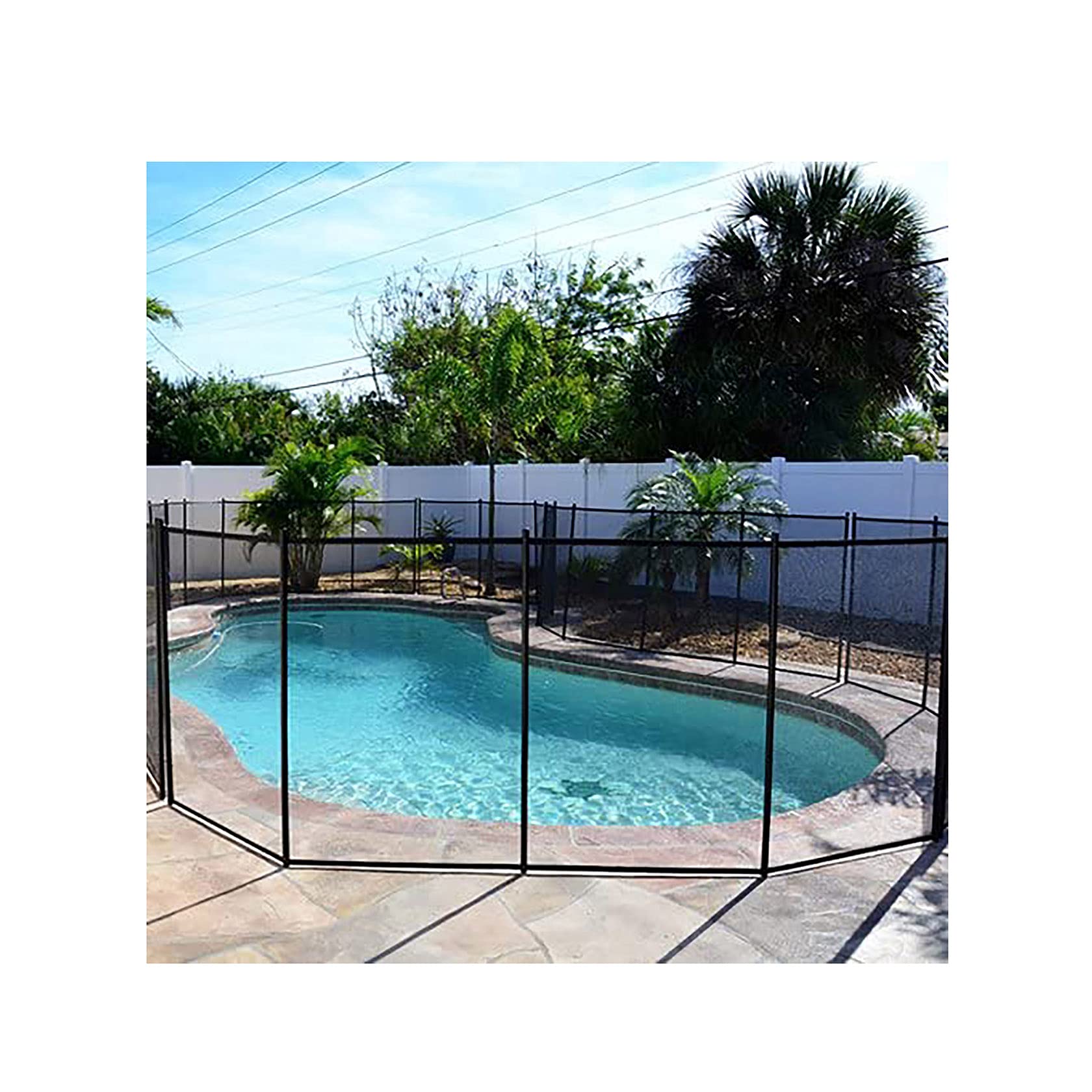 XXJF 4x12 Ft Removable Mesh Pool Fence - 4ft Tall Outdoor Safety Barrier for Inground Pools, Yards, Gardens & Patios (Black) | Durable Section Kit for Child & Pet Protection | Perfect for Backyard, Swimming Pool Area & Landscape Safety