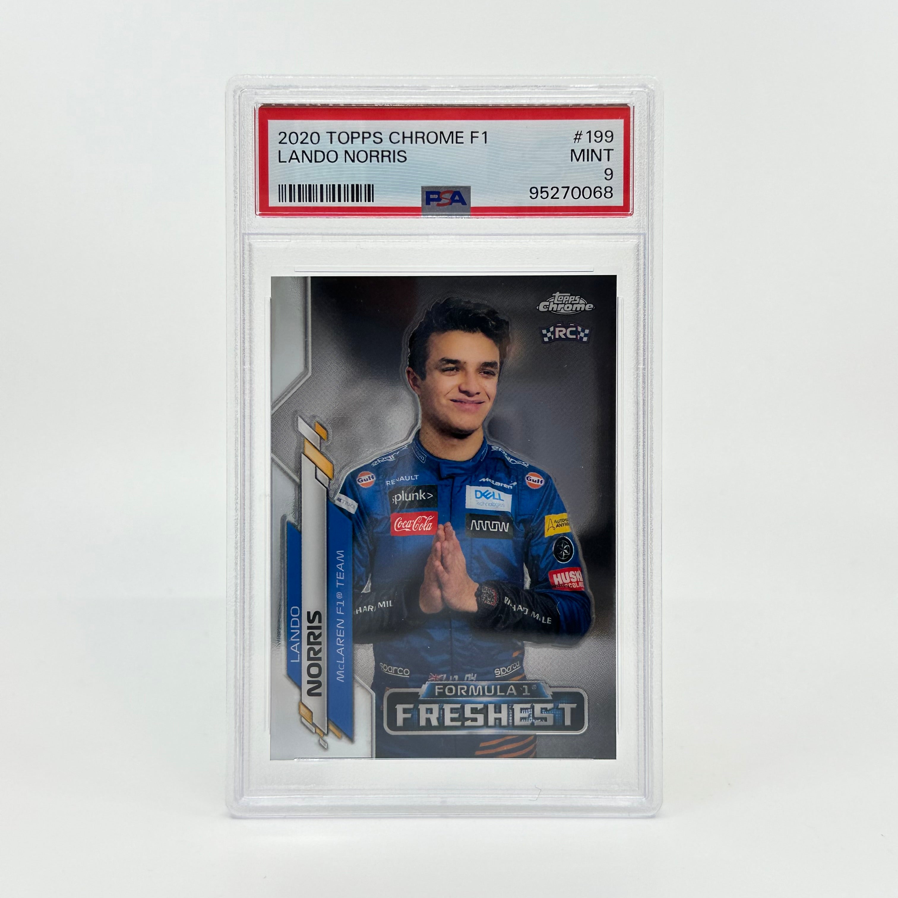 2020 Topps Chrome F1 Lando Norris #199 PSA 9 Graded Rookie Card - Perfect for F1 Collectors, Sports Memorabilia Enthusiasts & Racing Fans Display