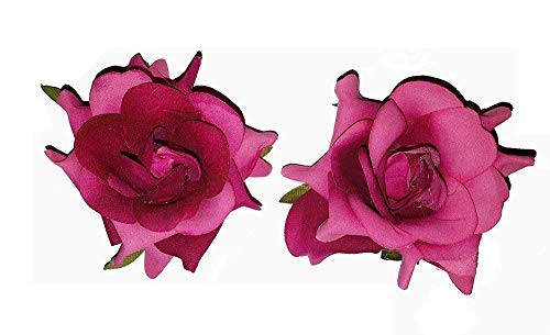 Wizme Velvet Rose Hair Clips for Women & Girls - Elegant Dark Pink Hair Accessories Set of 2 (20g) for Weddings, Parties & Special Occasions