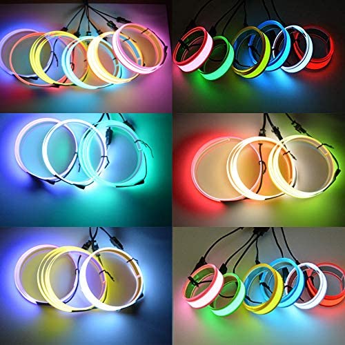 Lychee® 3 Ft (1M) Neon Glowing EL Wire Rope - Electroluminescent Strobe Light Tape with Battery Pack for Cosplay, Burning Man Festival, Rave Parties & Nighttime Decor (Ice Blue)