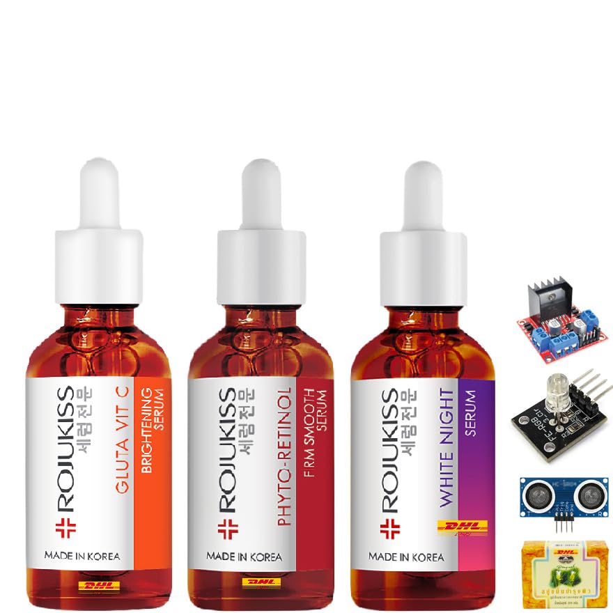 Rojukiss Gluta + Phyto + White Night 3-in-1 Korean Skin Care Set (50ml Each) - Moisturizing, Nourishing & Brightening for Smooth Skin | Free Tomato Facial Mask Included | Perfect for Daily Skincare Routine & Gift Giving