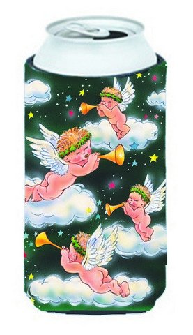 Angels on Green Tall Boy Can Cooler Hugger - Insulated Beer Can Sleeve for 16oz Cans, Perfect for Parties, BBQs & Outdoor Events