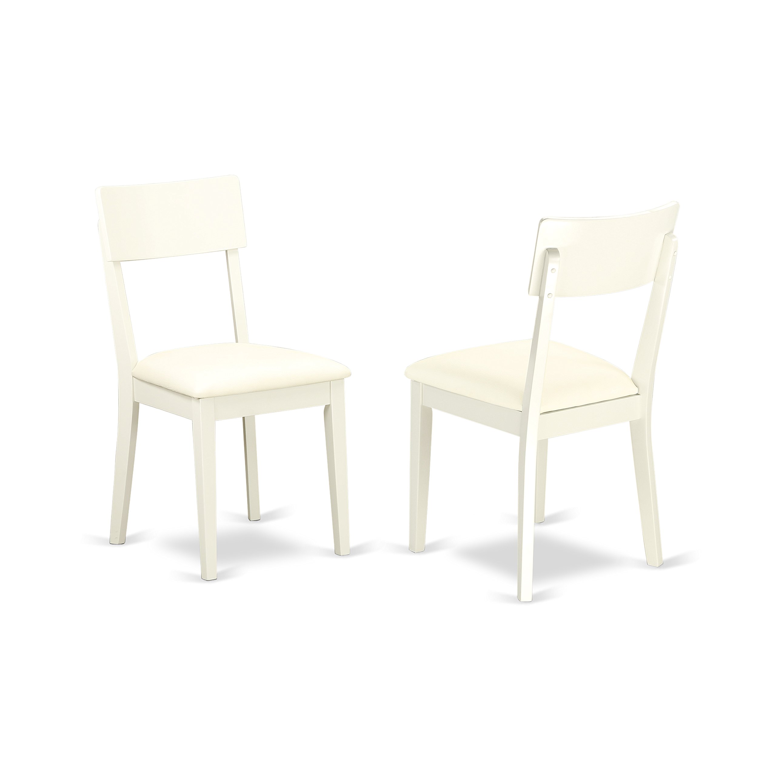 East West Furniture 3 Piece Dining Room Set - Rectangle Drop Leaf Table & 2 Faux Leather Chairs, 30x48 Inch, Linen White | Modern Small Space Dining Solution for Apartments, Breakfast Nooks & Cozy Kitchens