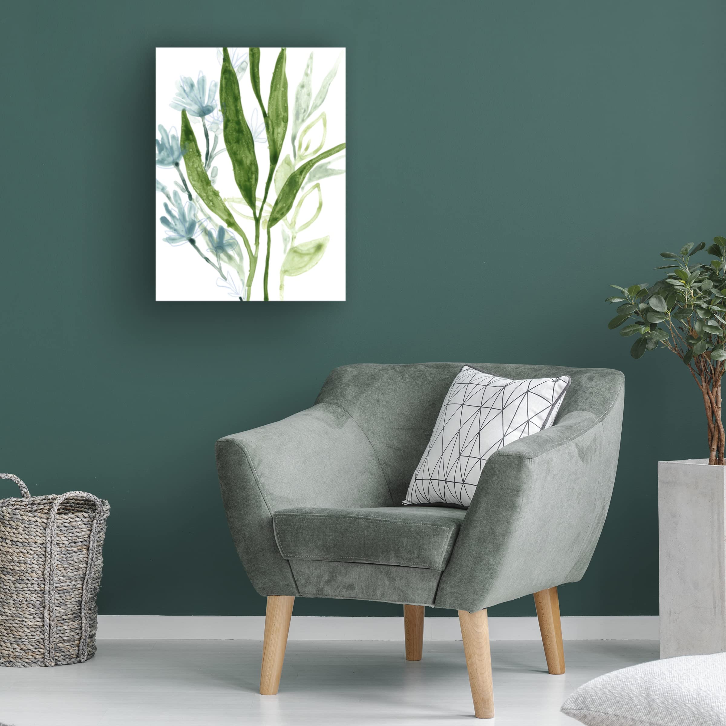 June Erica Vess 'Meadow Blues IV' Canvas Wall Art Print - Blue Floral Landscape Painting for Living Room, Bedroom & Office Decor