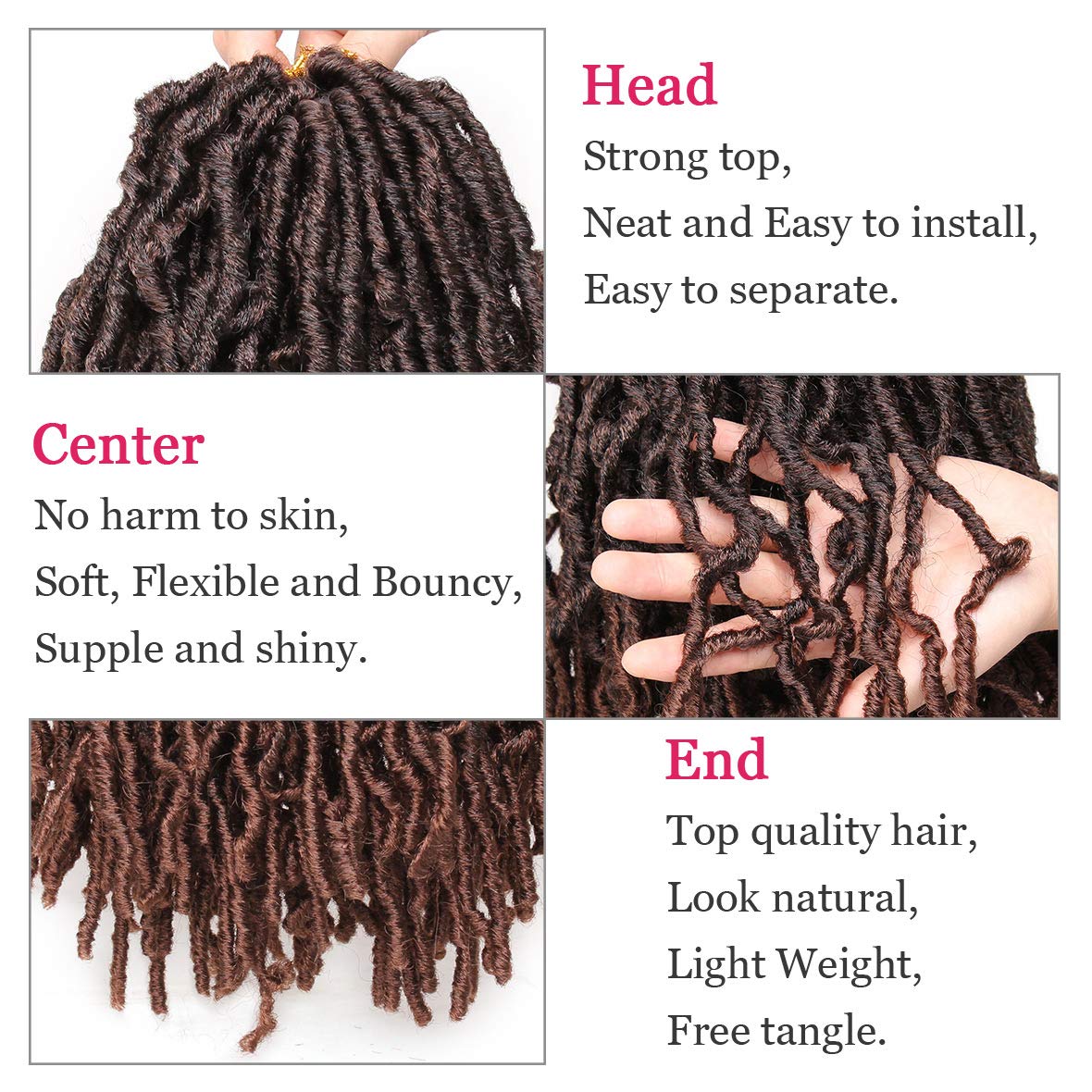Leeven 108 Strands Short Soft Locs Crochet Hair - 12 Inch 6 Packs Ombre Brown Wavy Dreadlocs | Pre-Looped Faux Locs Crochet Braids for Black Women (T30) | Perfect for Protective Styling, Everyday Wear & Special Occasions