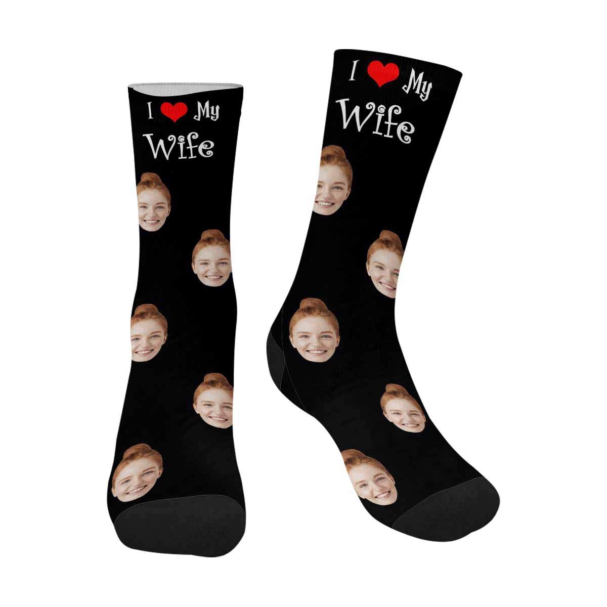 Custom Face Socks for Men - Personalized Couple Gifts for Valentine's Day, Anniversary & Romantic Occasions | Funny Photo Printed Socks for Him to Show Love to Wife