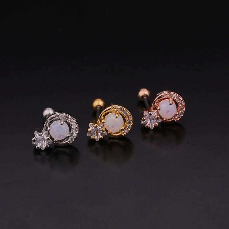 20G Colorful CZ Daith Conch Stud Earrings for Women - Hypoallergenic Surgical Steel Body Jewelry - Perfect for Piercing, Daily Wear & Special Occasions (HSPJ248)
