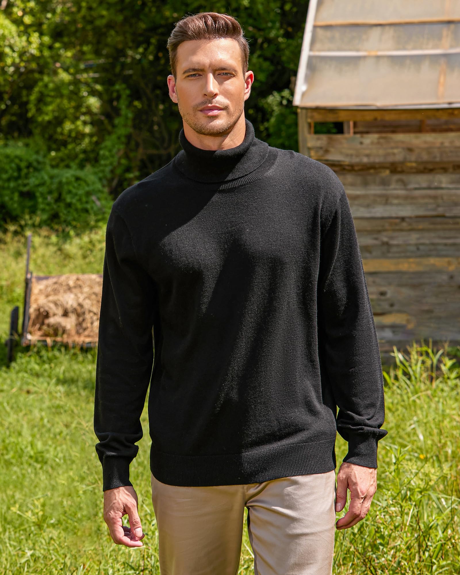 Men's Wool Blend Turtle Neck Sweater - Cozy Winter Pullover for Casual Wear