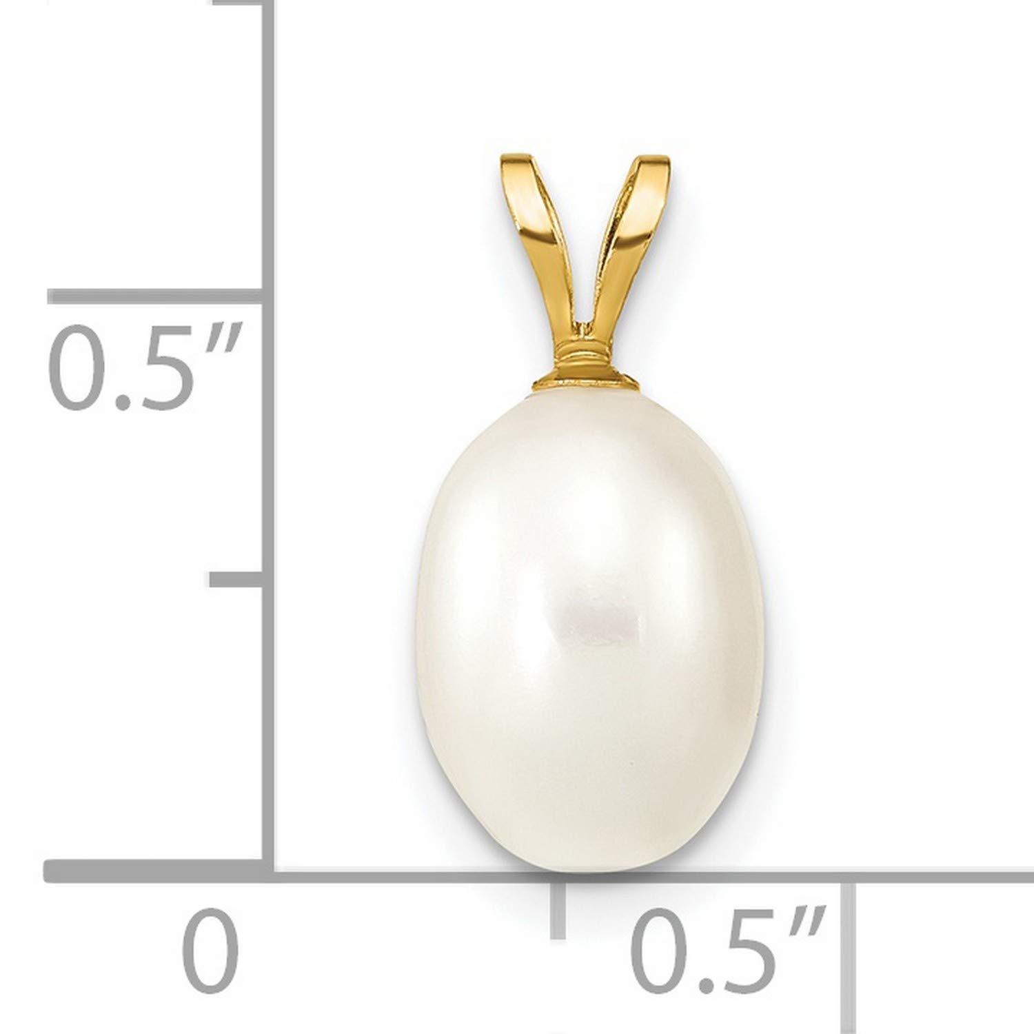 14K Yellow Gold Rice Pearl Pendant - 7x8mm Cultured Rice-Shaped Pearl Jewelry for Women - Elegant Necklace for Weddings, Parties & Special Occasions