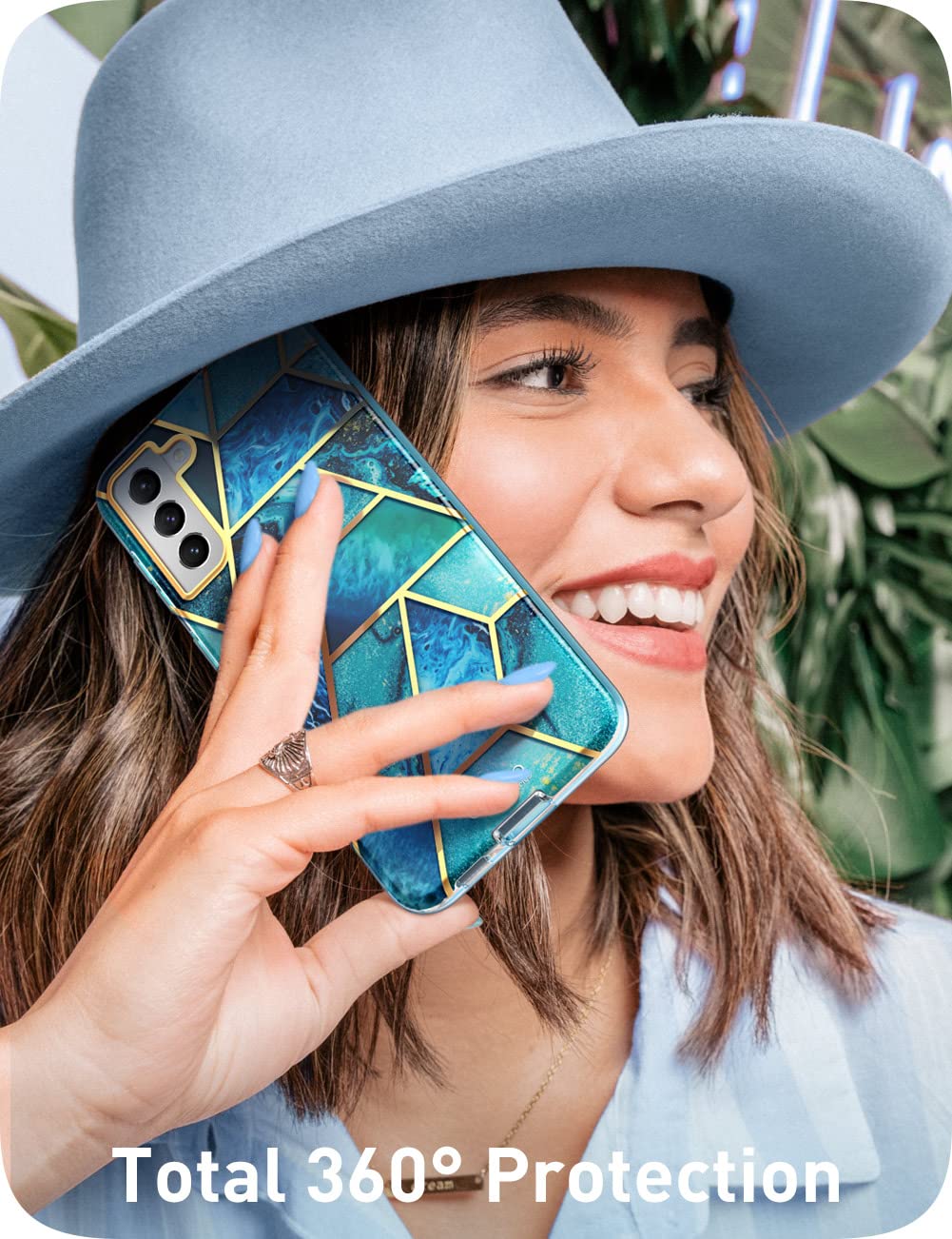 i-Blason Glitter Case for Samsung Galaxy S22 (6.1 Inch) 5G - Shockproof Bumper Cover with 360° Protection & Built-in Screen Protector | Glossy Sparkle Design (Ocean Blue) - Perfect for Everyday Use, Travel & Outdoor Activities