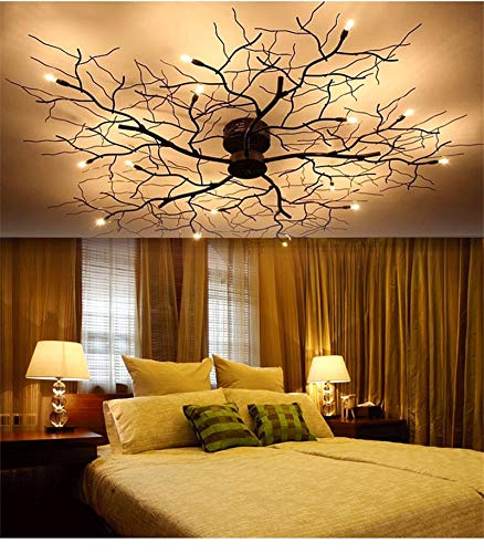 Modern LED Ceiling Light - Nordic Tree Branch Design Iron Chandelier for Living Room & Bedroom (95cm/10LED) - Home Decor Lighting Fixture for Hotel, Clubhouse & Residential Spaces