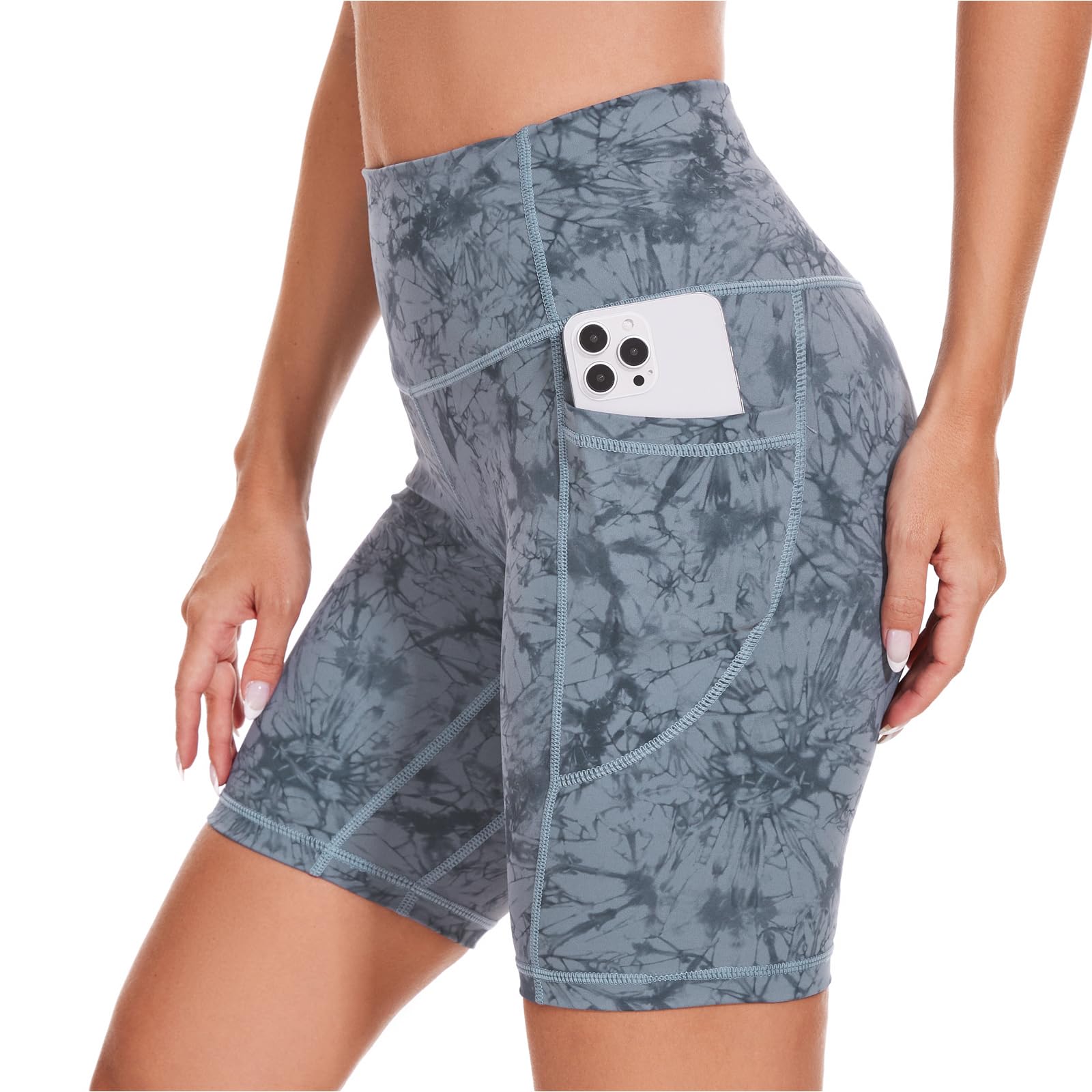 iniber Women's High Waist Biker Shorts with Pockets - Spandex Workout Yoga Shorts for Running, Cycling & Gym - Comfortable Athletic Bicycle Leggings for Women's Fitness & Active Lifestyle