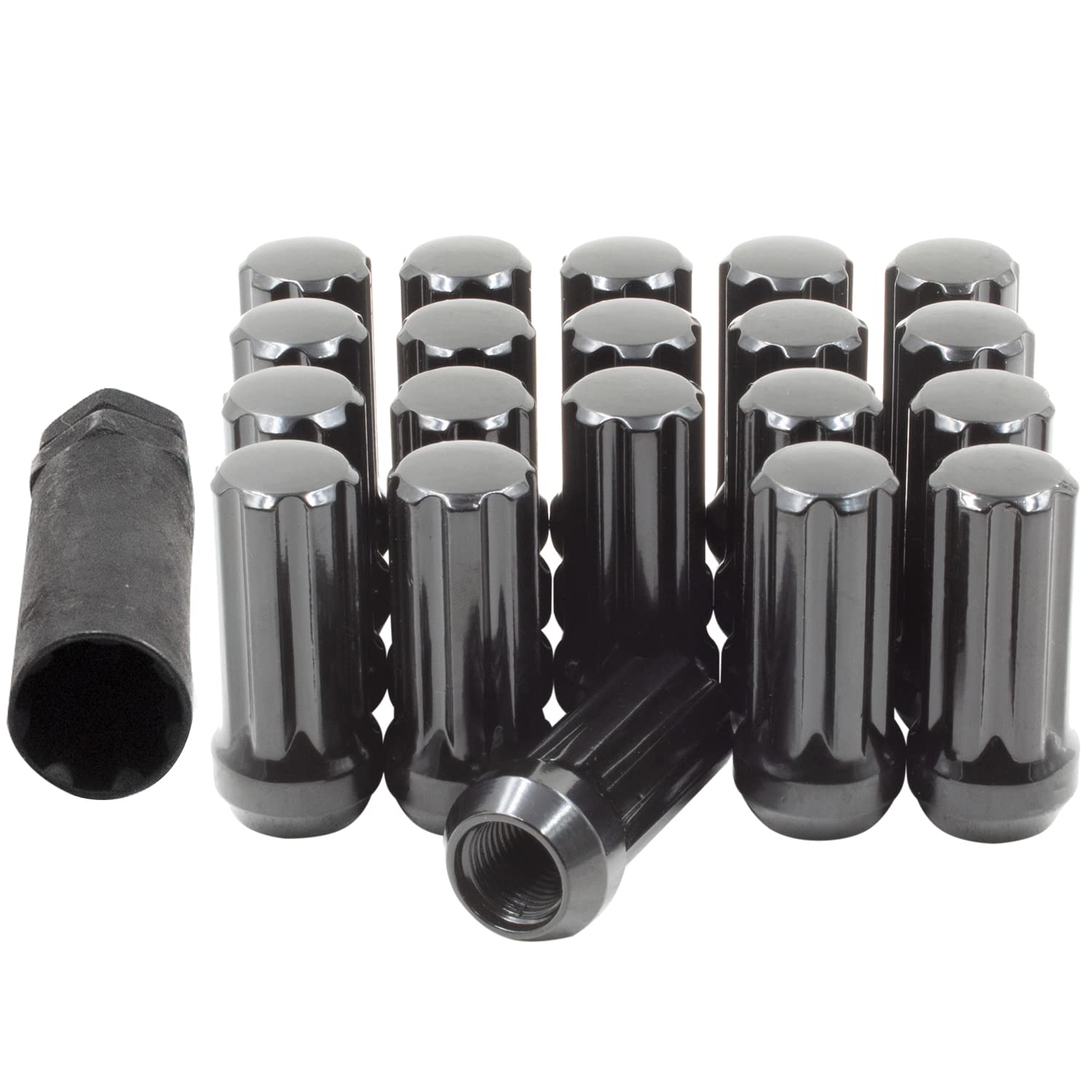 Black Chrome 7 Spline Lug Nuts - M14x2 Thread for Ford Expedition & Lincoln Navigator (2000-02) - Wheel Accessories for Trucks
