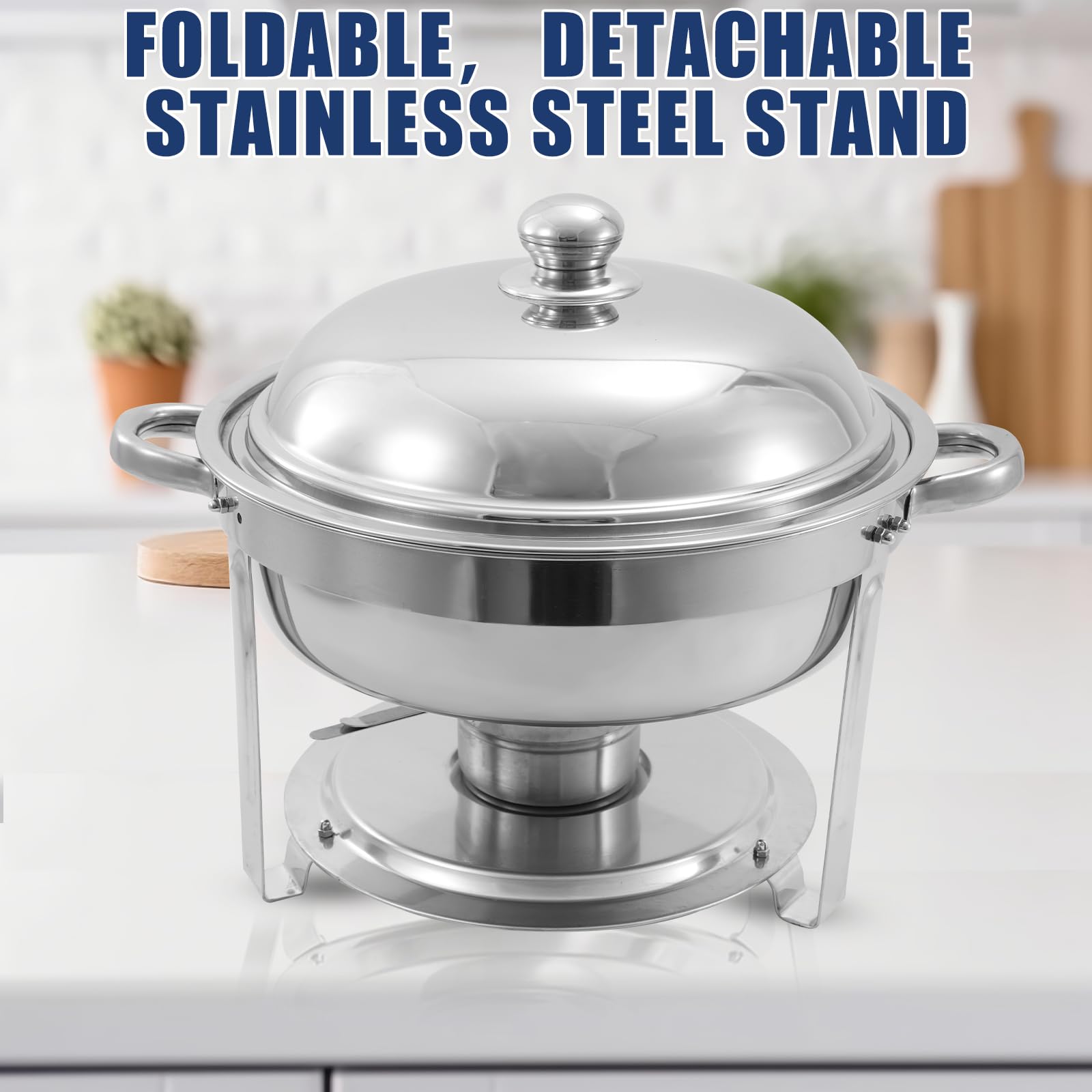 8-Piece Stainless Steel Chafing Dish Buffet Set with Covers & Folding Stand - Food Warmers for Catering, Weddings, Parties & Banquets | Perfect for Buffet Serving, Events & Large Gatherings