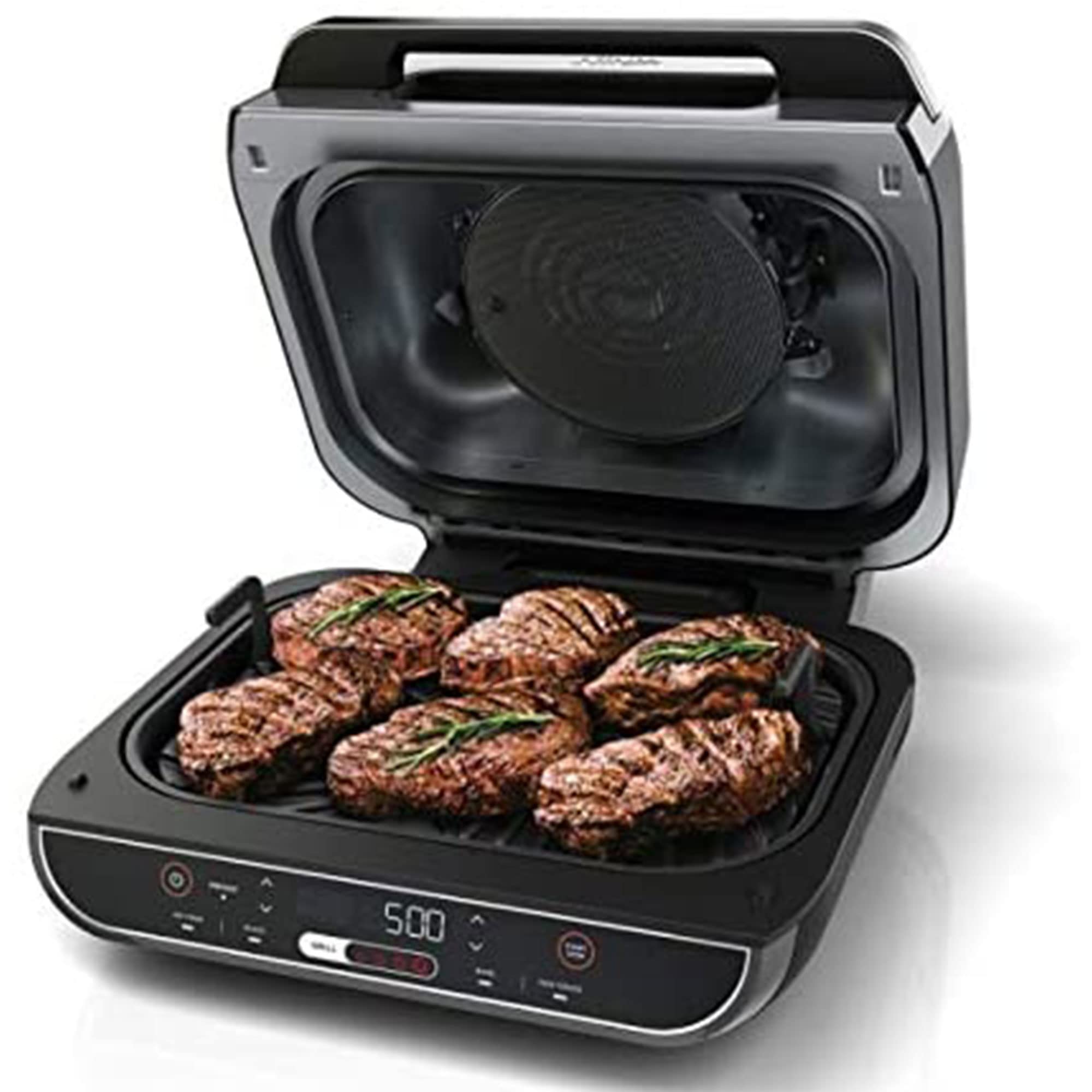 Ninja Foodi 5-in-1 Indoor Grill & Air Fryer with Surround Searing Technology, Removable Grill Plate, Crisper Basket, 4-Quart Cooking Pot & Smoke Control System - Perfect for Grilling, Air Frying, Roasting, Baking & Dehydrating in Small Kitchens & Apartments