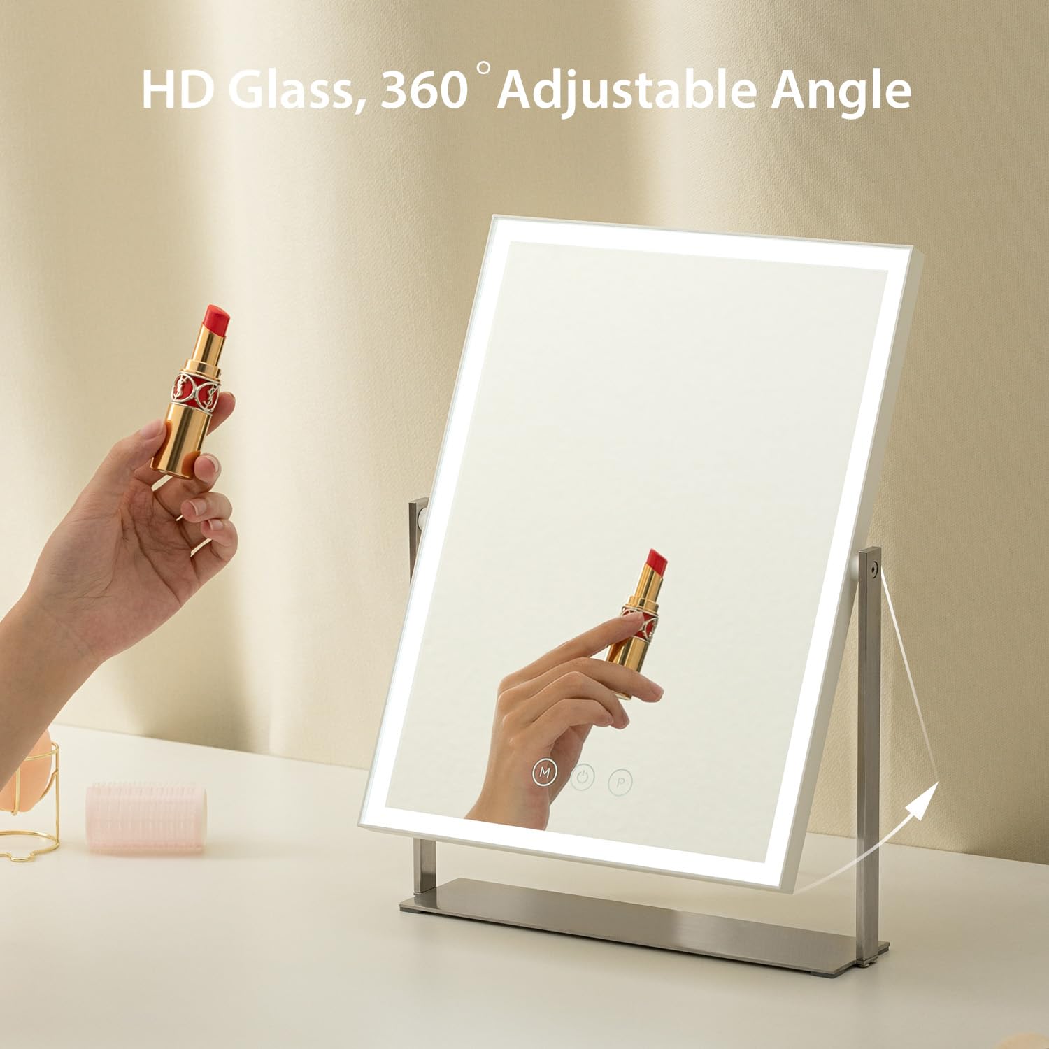 14 Inch LED Vanity Mirror with 104 Lights - Adjustable Makeup Mirror with Metal Stand, Plug-in Table Mirror for Professional Makeup Application & Skincare Routine | Perfect for Bedroom, Bathroom & Dressing Room