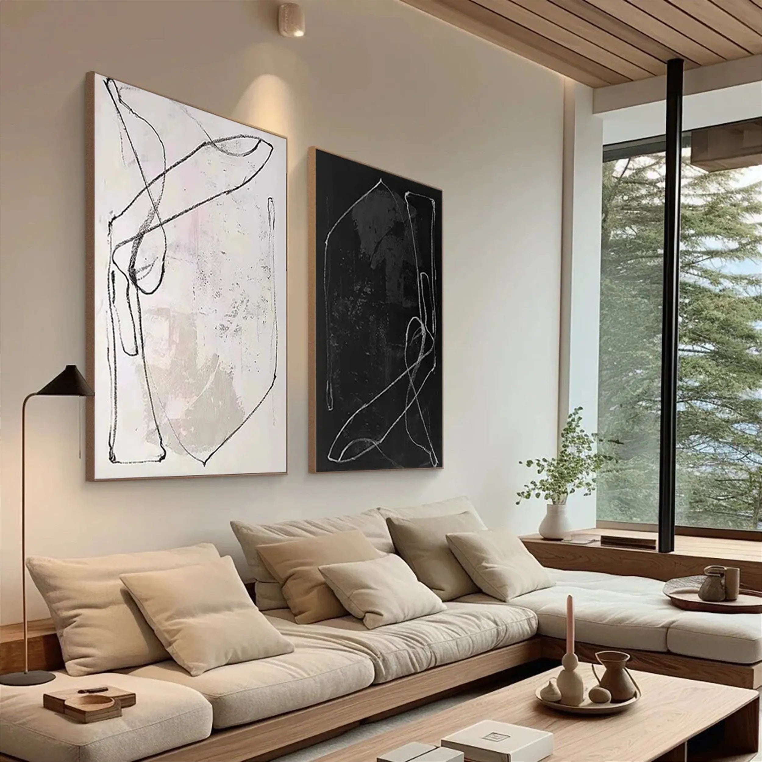 Abstract Painting Set of 2 Modern Wall Art - #AB117 - Perfect for Living Room, Bedroom & Office Decor