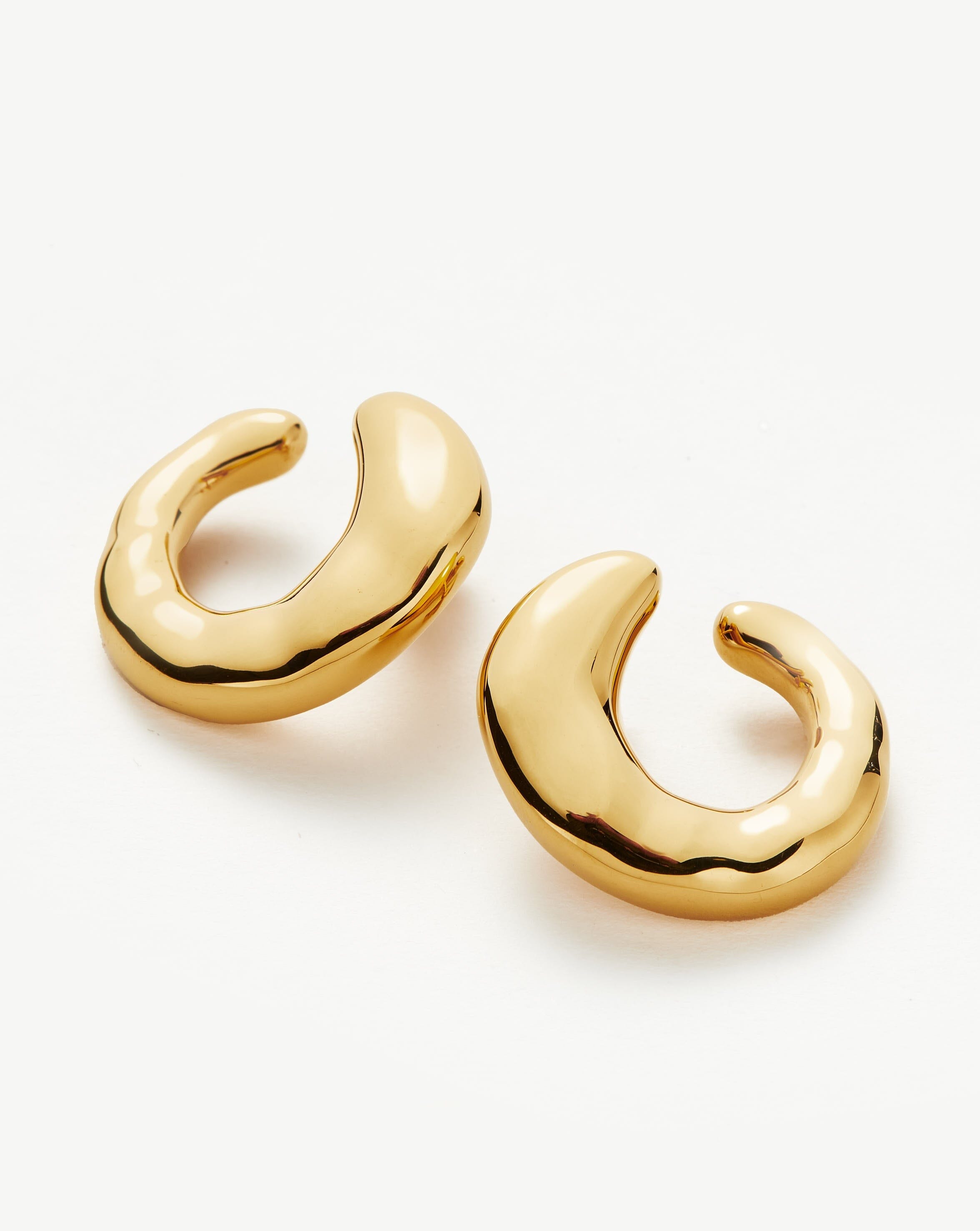 Molten Large Open Stud Earrings - 18k Gold Plated Hoop Earrings for Women | Trendy Minimalist Jewelry for Everyday Wear & Special Occasions