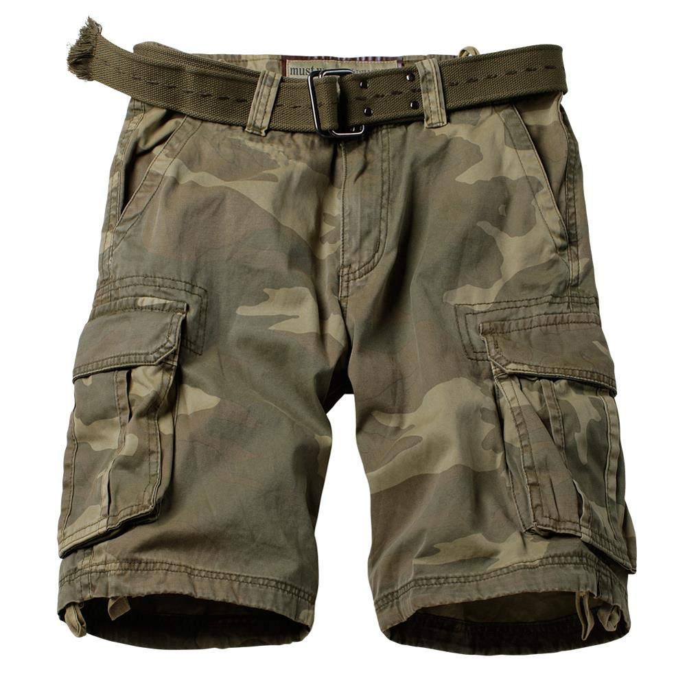 AKARMY Men's Cotton Camo Cargo Shorts with Multiple Pockets - Comfortable Twill Casual Outdoor Shorts for Hiking, Camping & Summer Wear
