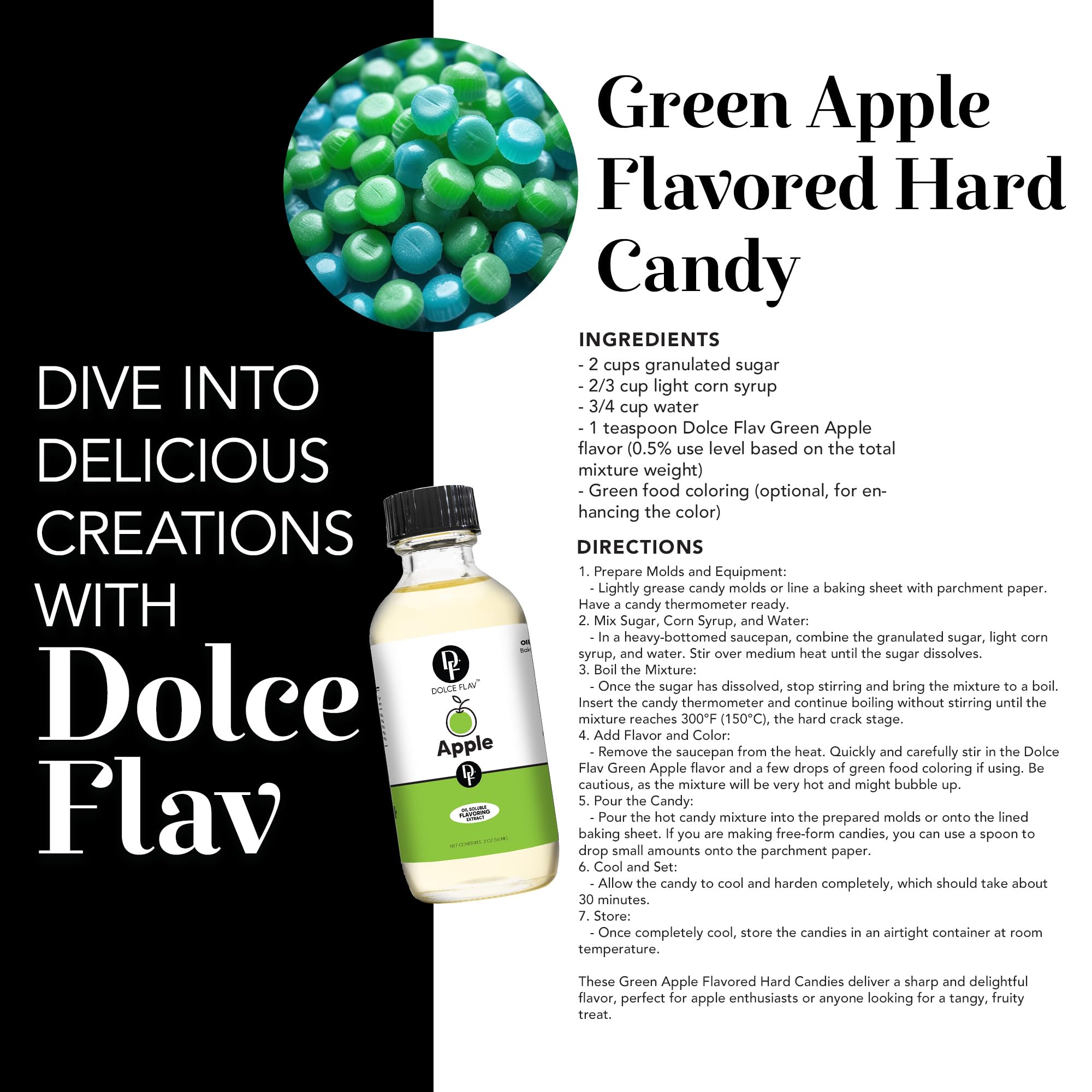**Dolce Flav Oil-Soluble Apple Extract 1 Gallon – Kosher, Sugar-Free, Concentrated Crisp Apple Flavoring for Baking, Chocolates, Desserts & Beverages – Includes Measured Dropper – Perfect for Cakes, Candies, Ice Cream & DIY Flavoring**