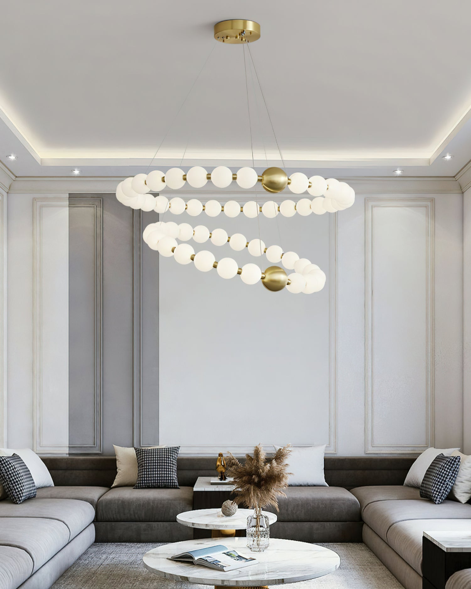 Aeyee Crystal Pearls Chandelier - Elegant Ceiling Light Fixture for Dining Room, Bedroom, Living Room & Wedding Decor