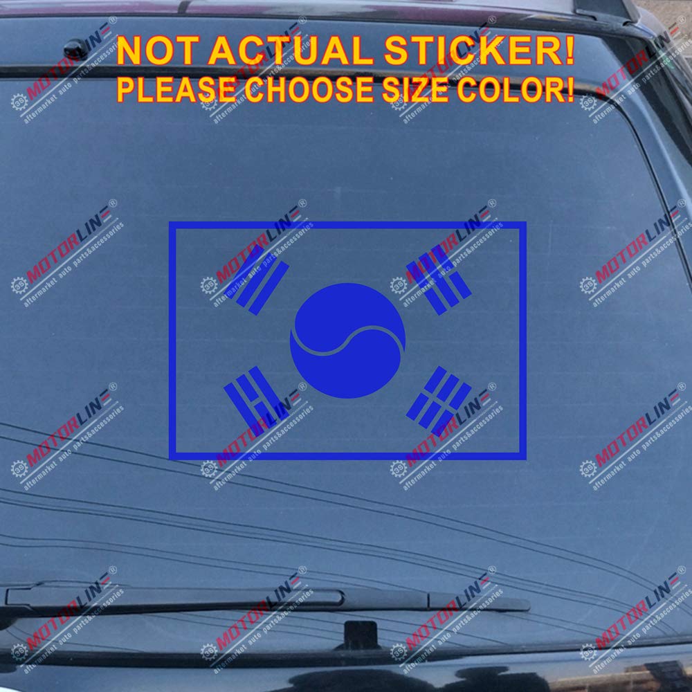Korean Flag Vinyl Sticker - 32x21.3in (81x54cm) Blue - Car & Laptop Decal