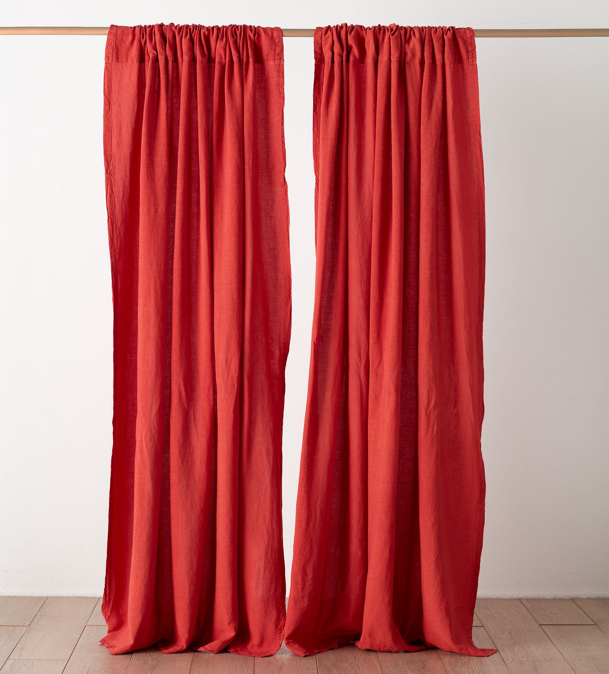 100% Linen Loop Top Curtain - Natural Paprika Color - Light Filtering Window Treatment for Living Room & Bedroom