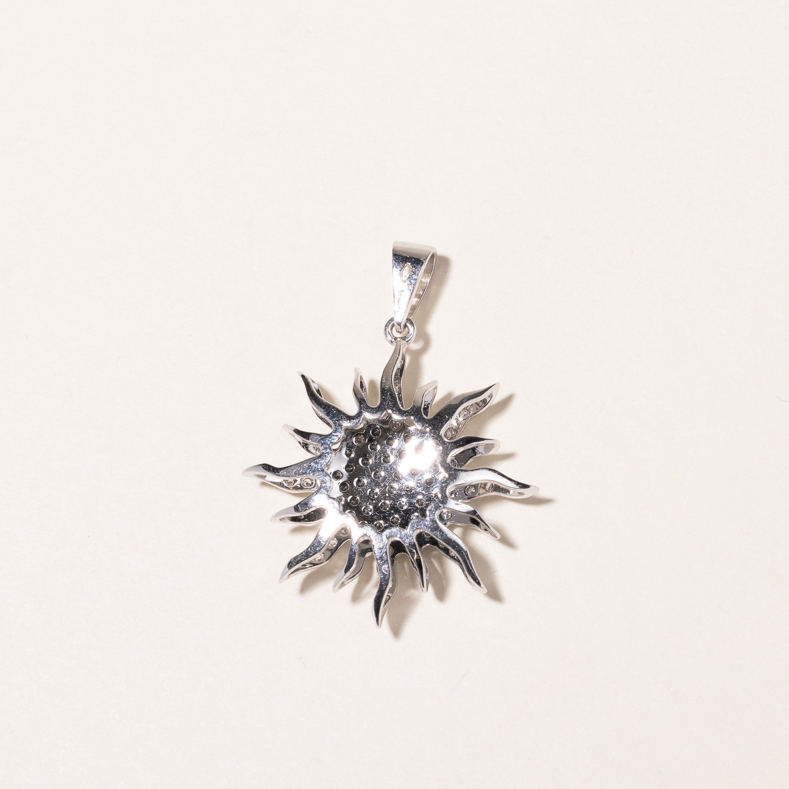 18K White Gold Diamond Sun Pendant Necklace - 0.54 Carat Total Weight (CTW) | Elegant Jewelry Gift for Women | Perfect for Birthdays, Anniversaries & Special Occasions